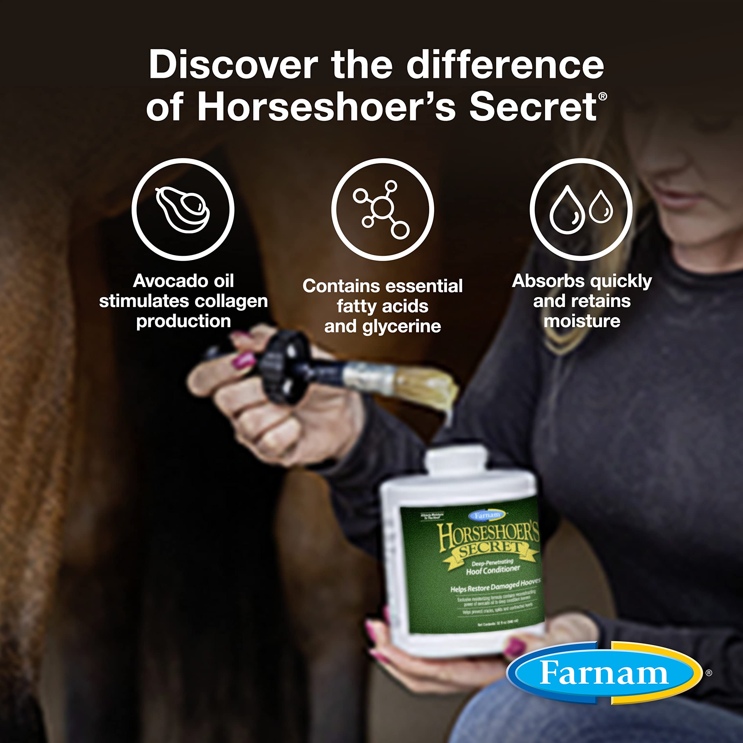 Farnam Horseshoers Secret Deep-Penetrating Hoof Oil for Horses, Conditions Dry Hooves and Prevents Cracks, Splits and Contracte