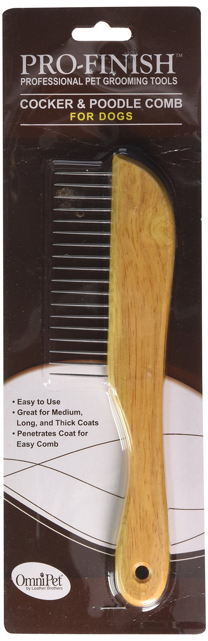 OmniPet Wooden Handle Comb - Grooming Brush for Long Haired Cats & Dogs, Bamboo, One Size, Beige, Model LB26069