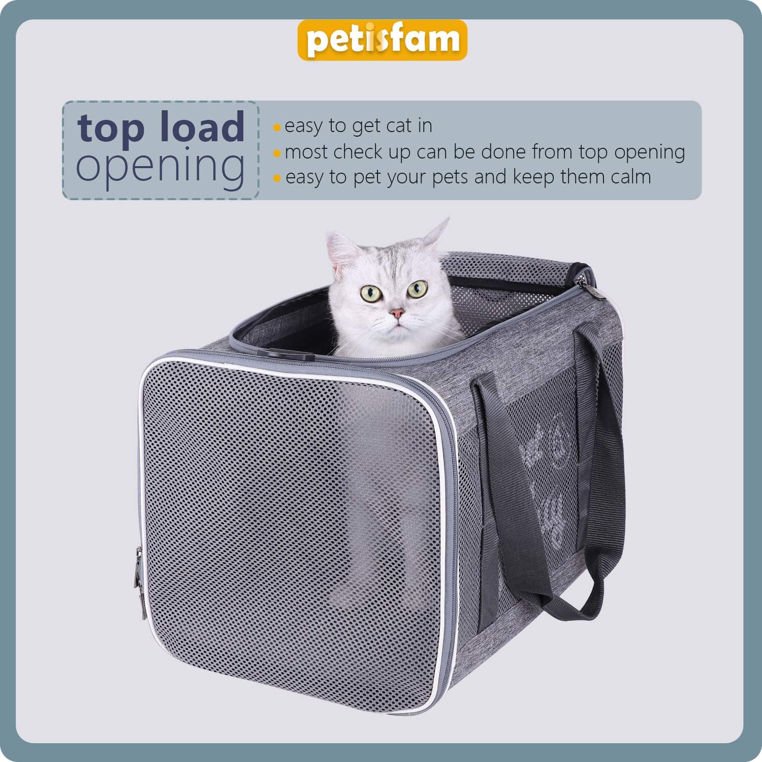 Petisfam Large Cat Carrier With Privacy Flaps For Nervous And Sensitive Cats