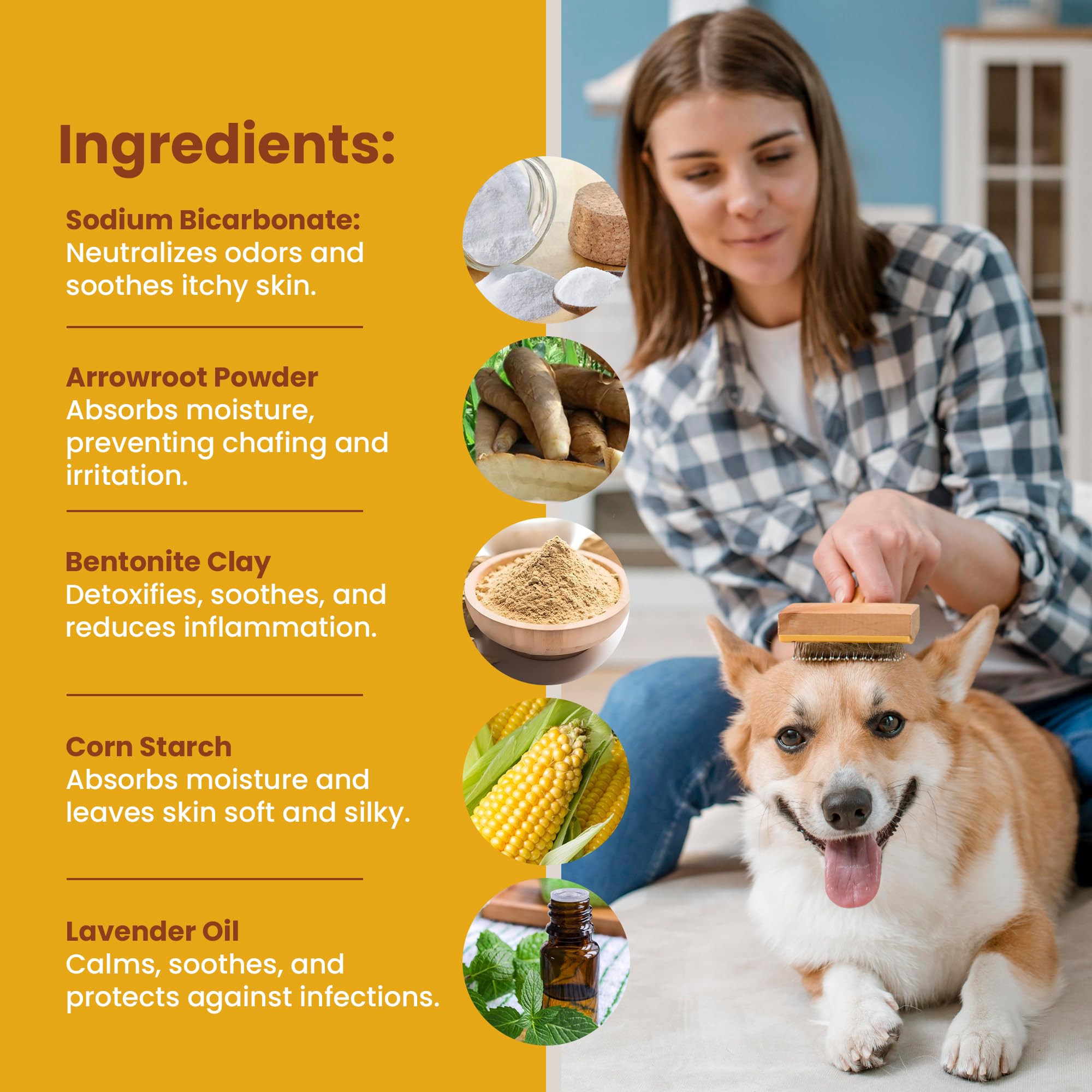 Eqvin Dog Coat Care Powder | Made in USA | Waterless Dry Shampoo & Deodorizer for Smelly Dogs, Anti-Itch Relief for Dry Itchy Sk