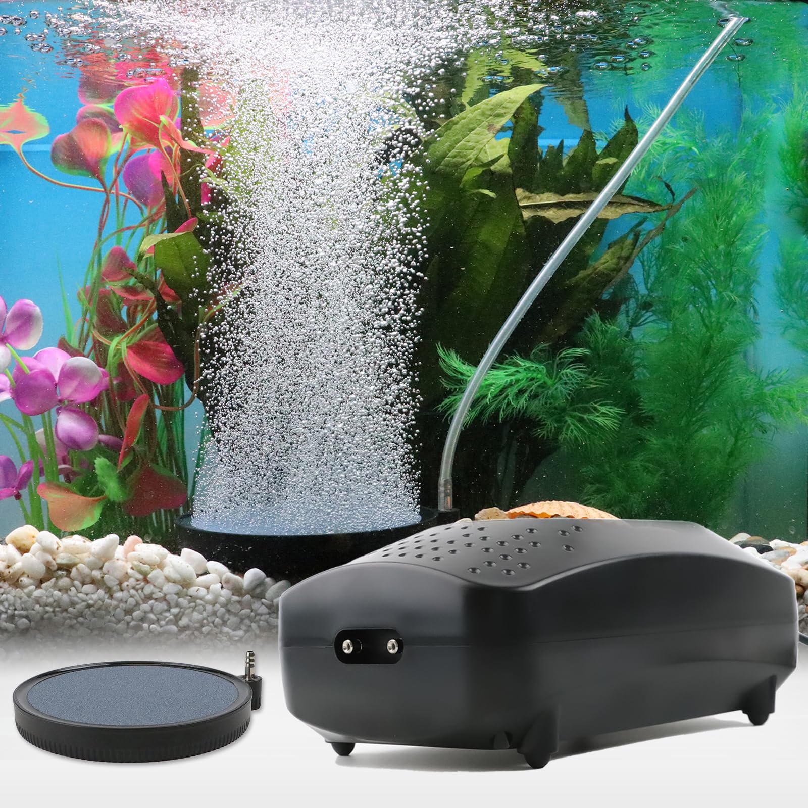 Providing a Comfortable Oxygen Massage for Fish,12W Dual-Outlet Ultra-Quiet Aquarium Air Pump - Adjustable Flow Rate, Suitable f