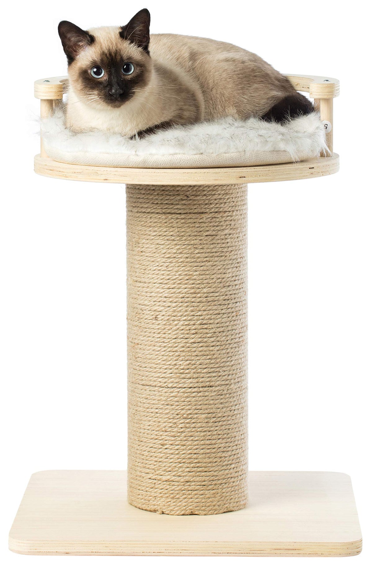 Pawsmark Wooden Cat Sisal Scratching Post Tree Tower With Seat Pet Bed Lounge