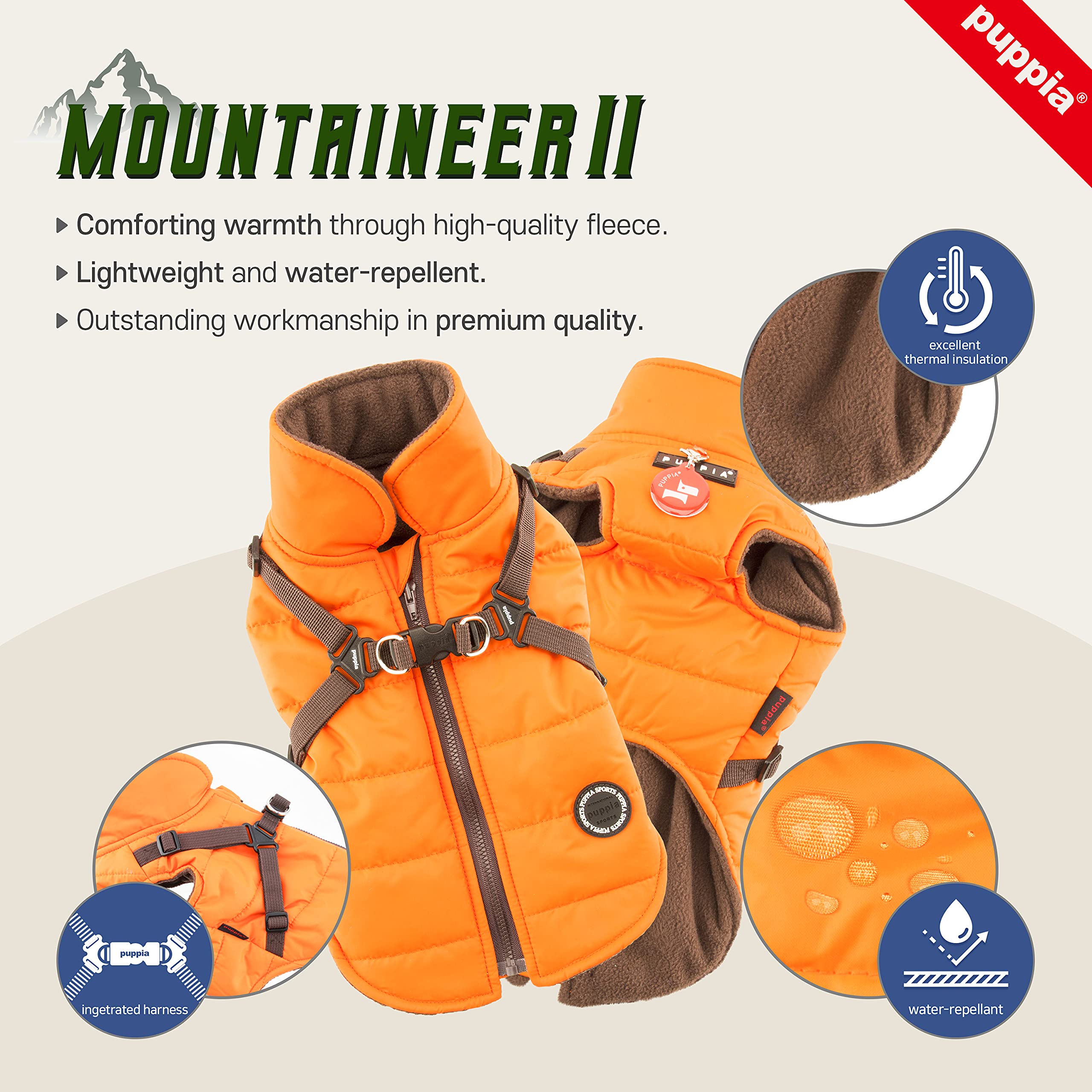 Puppia Authentic Mountaineer Ii Winter Vest, Medium, Red