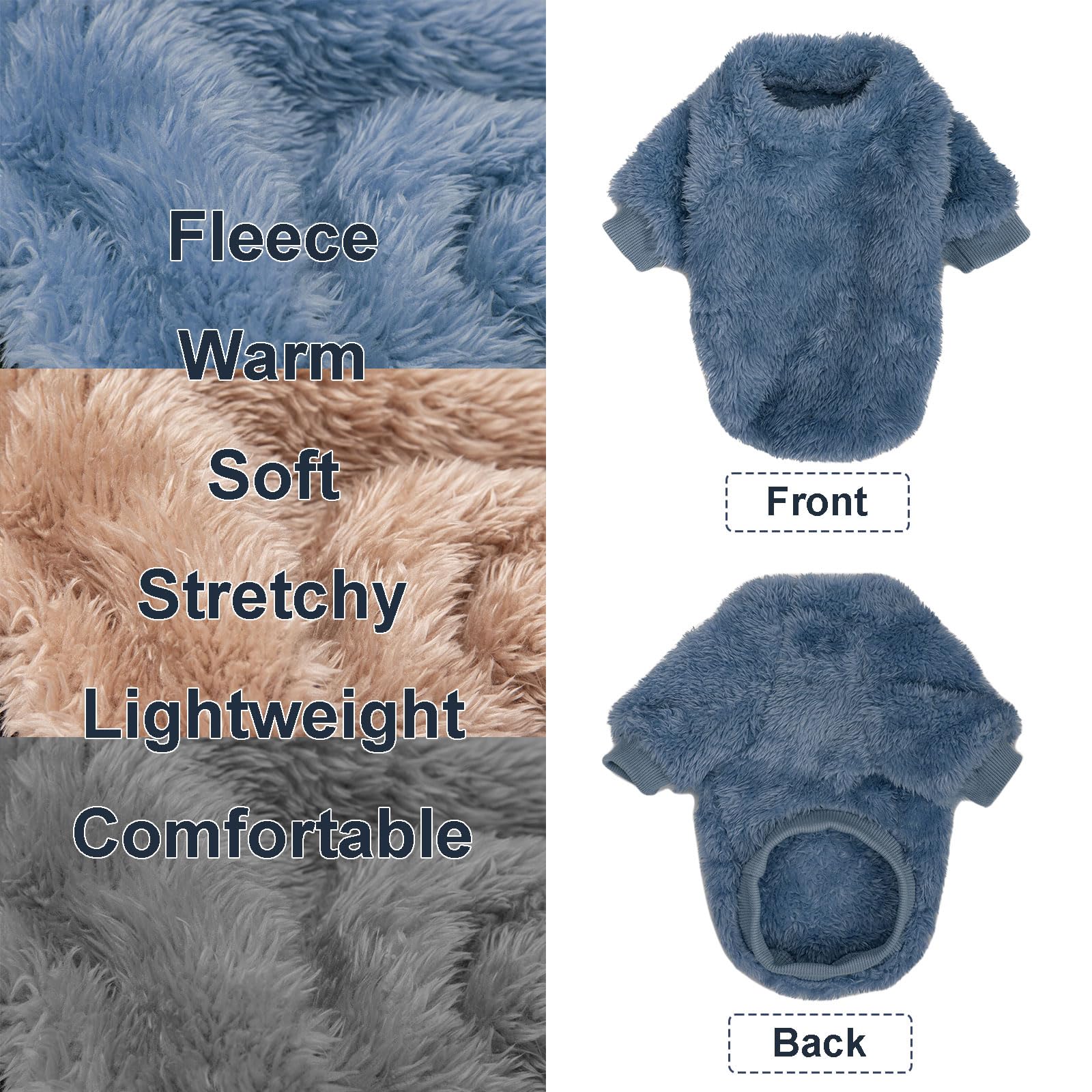 Kyaringtso Dog Sweater, 3 Pack Dog Sweaters For Small Dogs, Dog Clothes For Small Dogs Girl Boy, Ultra Soft And Warm Puppy Sweater Dog Coat For Winter Christmas (Xx-Small, Blue+Lt Coffee+Dark Grey)