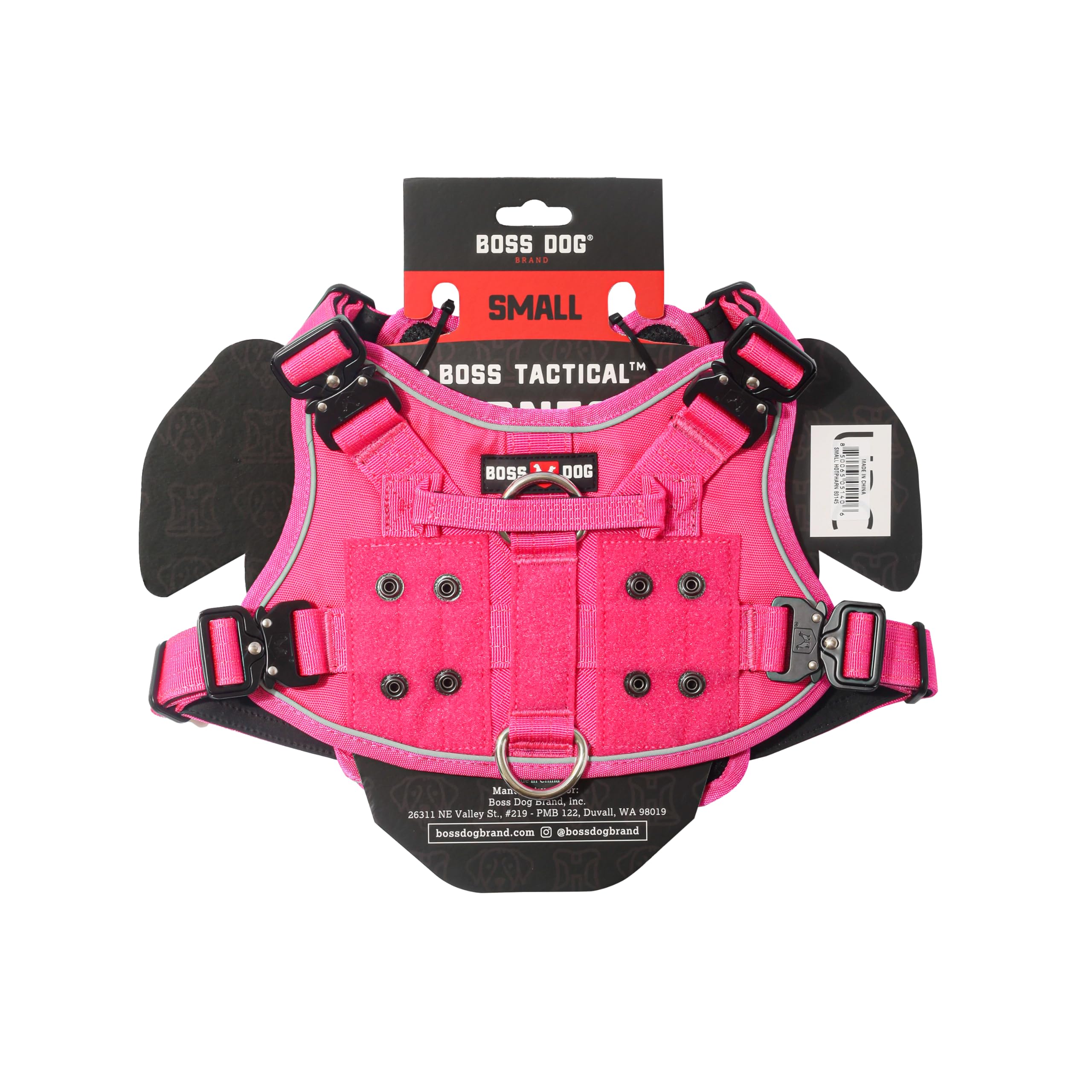Boss Dog Tactical Harness, Hot Pink, Small
