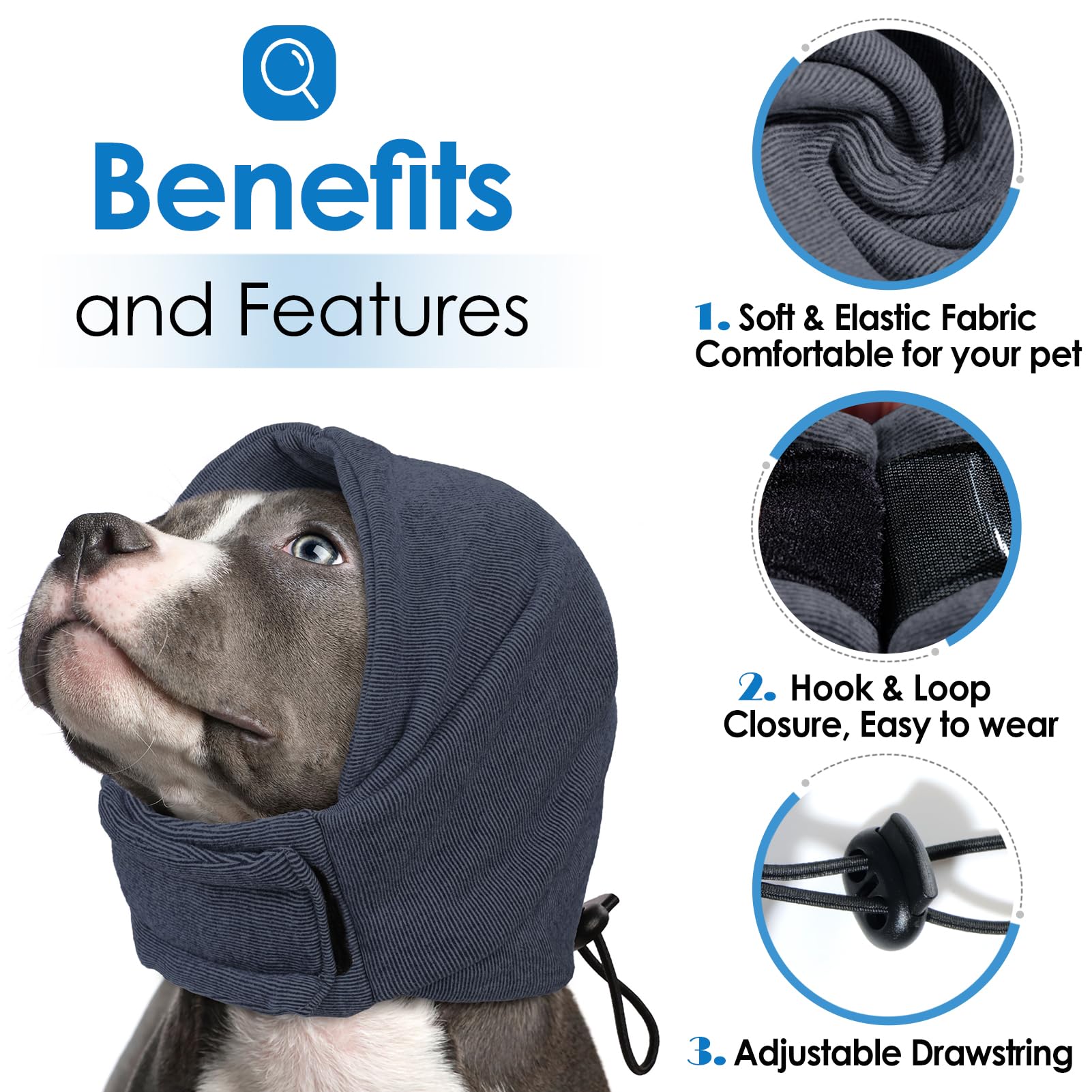 Aofitee Dog Calming Hoodie, Ear Wraps For Anxiety Relief, Noise Protection Dog Noise Cancelling Ear Muffs, Headband For Firework