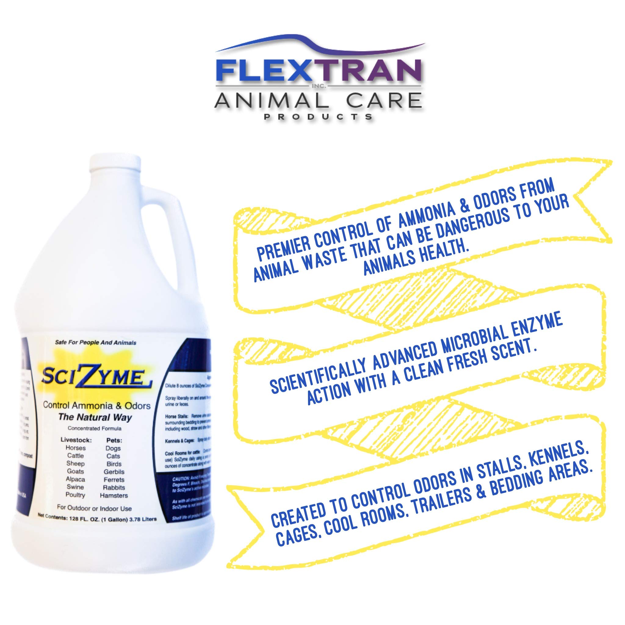 Scizyme - Enzyme Based Eliminator & Control Odors & Ammonia In Cooler Rooms, Barns, Trailers, Kennels, Etc. (Makes 16 Gallons)