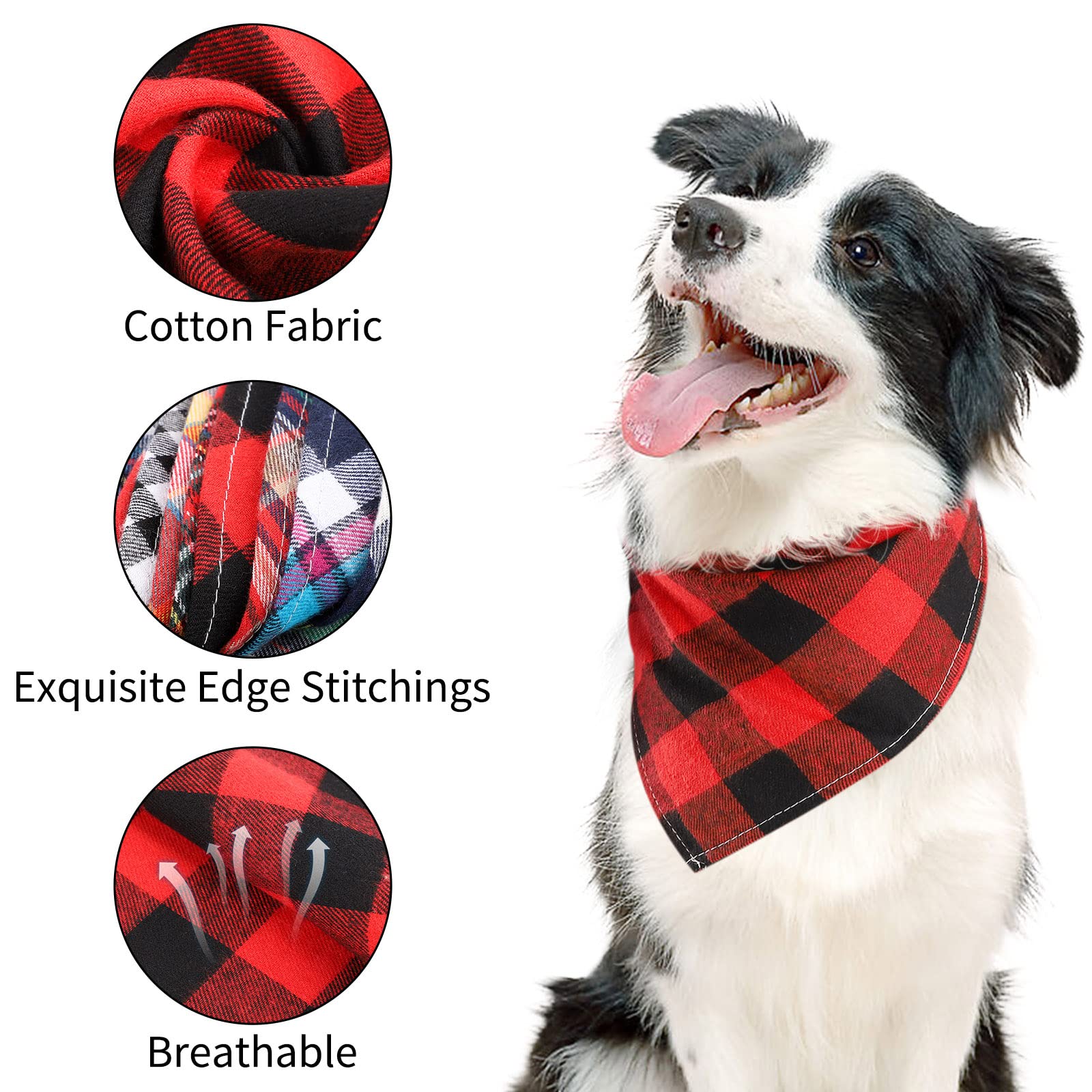 Segarty Fall Dog Bandanas, 10 Pack 22.8'X15.7' Plaid Bibs Pet Triangle Scarf Accessories Bulk For Small Medium Cats Dogs Large Puppy Dogs, Washable Adjustable Boy Pets Birthday Kerchief