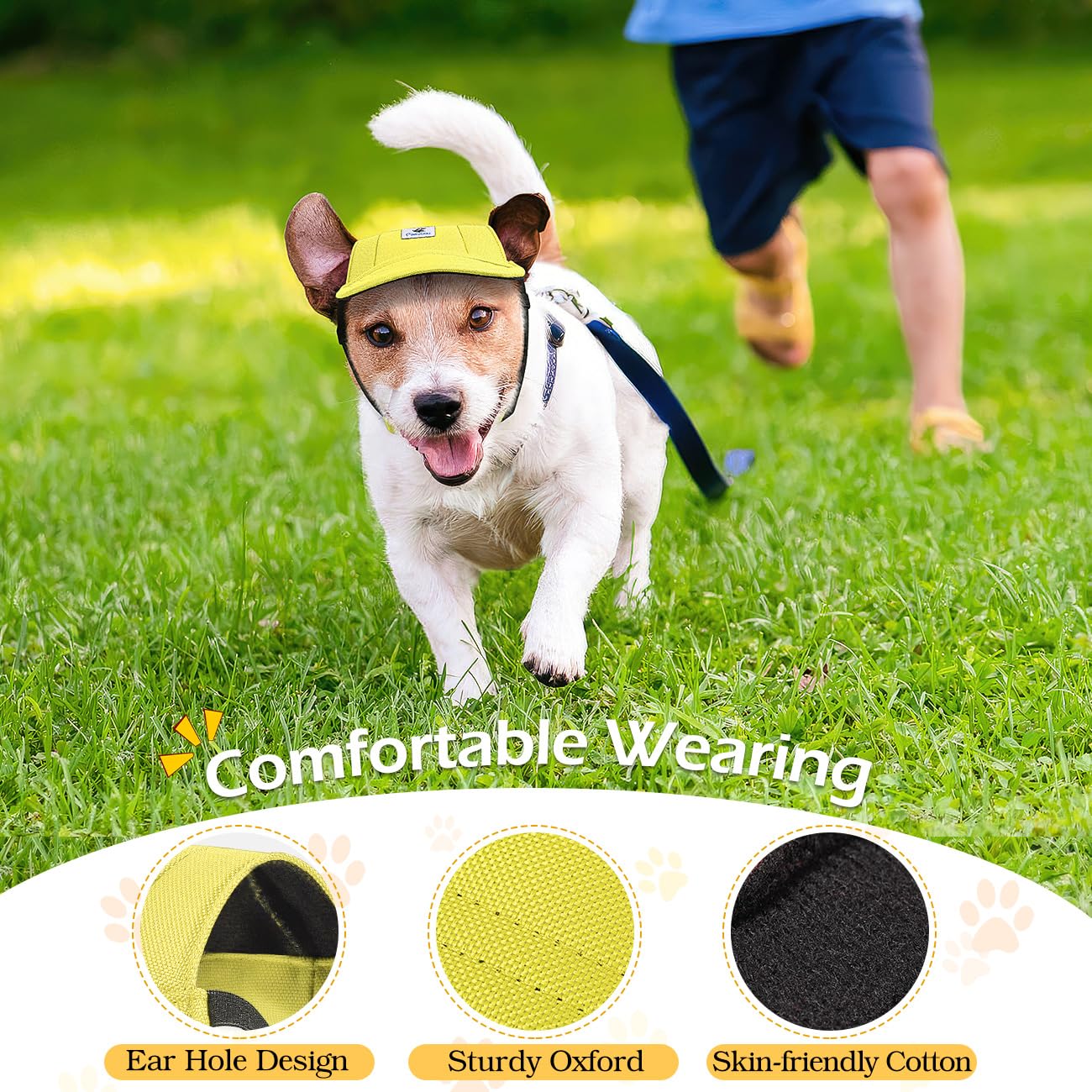Pawaboo Dog Baseball Cap - Upgraded Elastic Ear Holes - Adjustable Dog Outdoor Sport Sun Protection Baseball Hat Cap Visor Sunbo