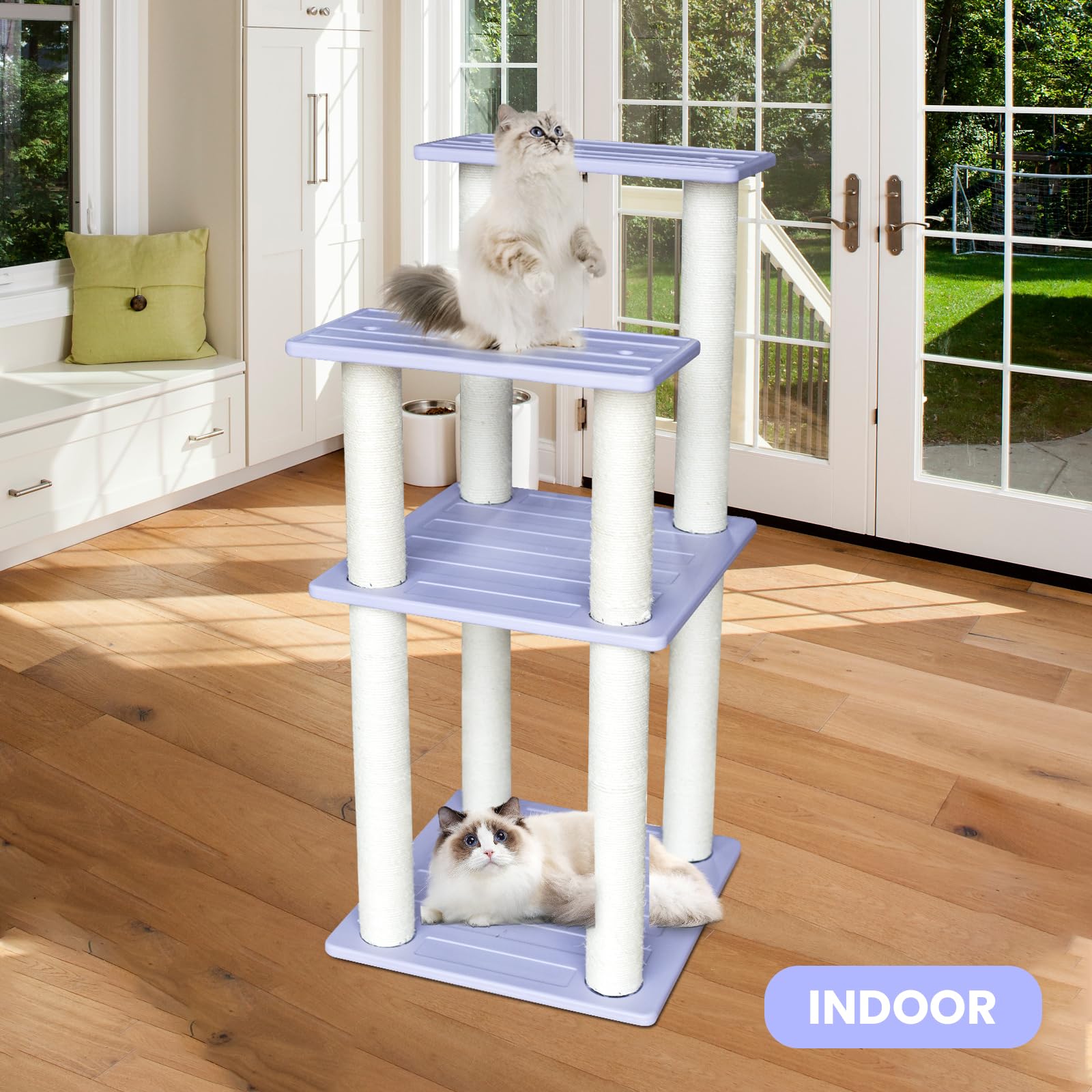 Maohegou 46 Inches Outdoor Cat Tower, Large Multi Level Cat Tree With Big Polypropylene Rope Scratching Posts For Indoor And Out