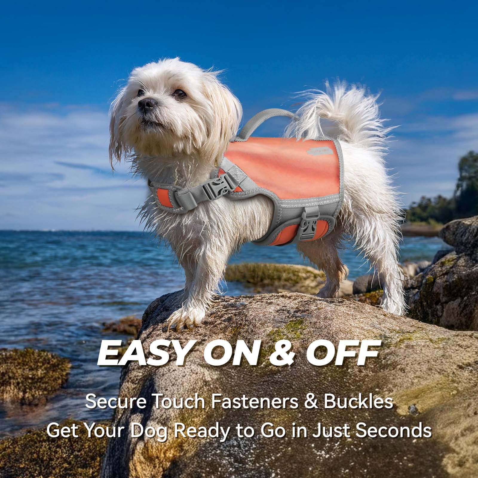 Vivaglory Neoprene Dog Life Jacket Cat Life Jacket For Boating Hunting & Swimming, Lightweight With Leash Ring, Xs, Pink Desert