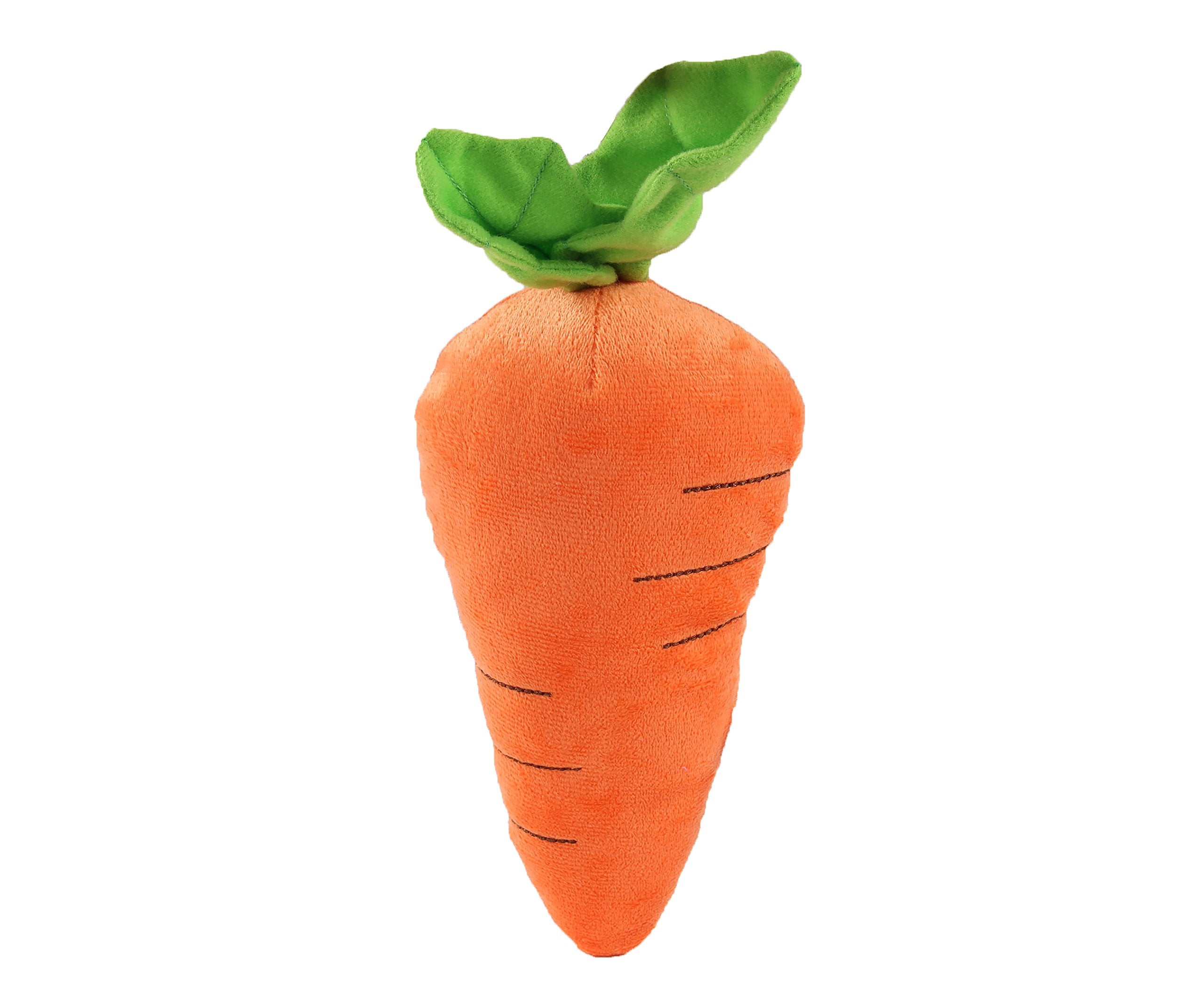 Petlou Durable Plush Dog And Cat Toys With Multi-Squeaks And Crinkle Paper. (Orange, 8-Inch Carrot) For All Breed Sizes