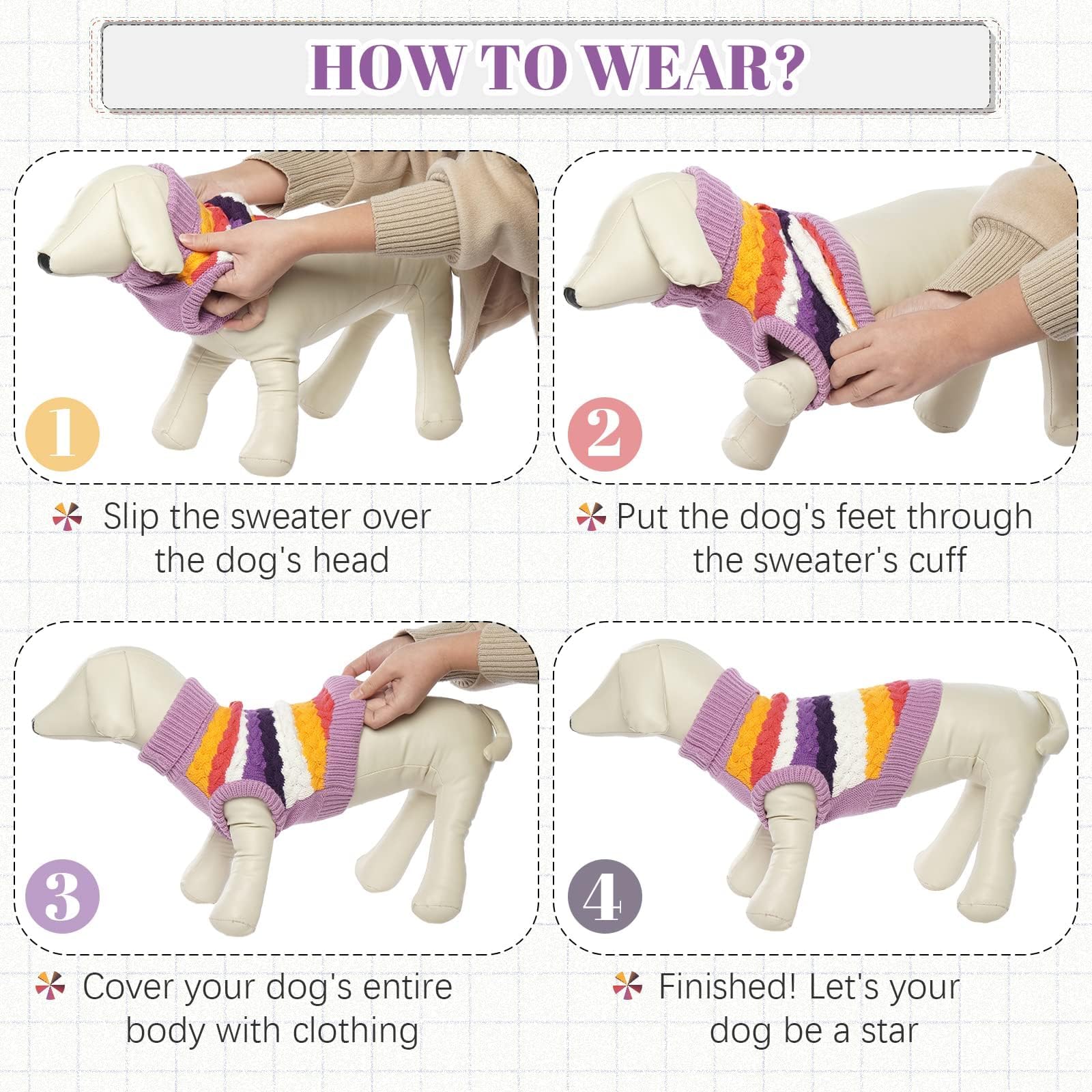 Kuoser Dog Sweater, Large Dog Sweaters for Girls Boys Christmas Thanksgiving Outfit, Thick Dog Fall Winter Sweater Cable Knitwea