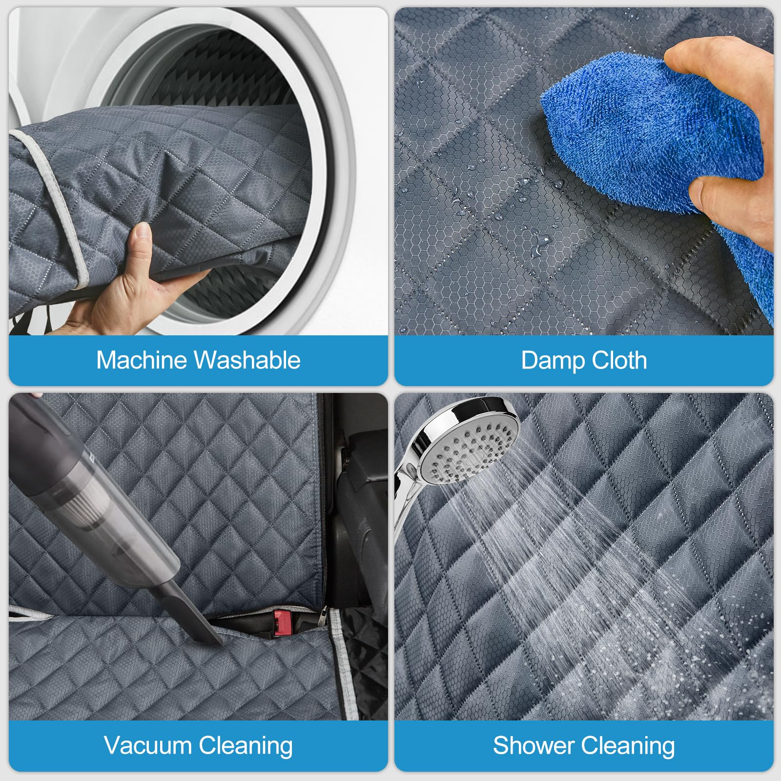 Anosospecial Grey Dog Car Seat Cover For Back Seat,Non-Stick Fur,Pet-Friendly And Waterproof - Universal Fit Interior Protector