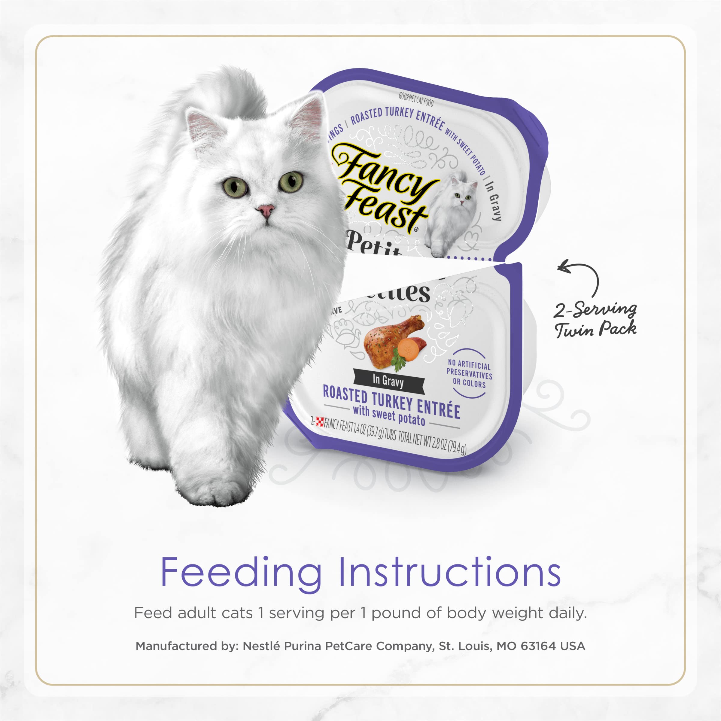 Purina Fancy Feast Petites With Roasted Turkey Entr  e with Sweet Potato in Gravy Gourmet Wet Cat Food - (Pack of 12) 2.8 oz. Tu