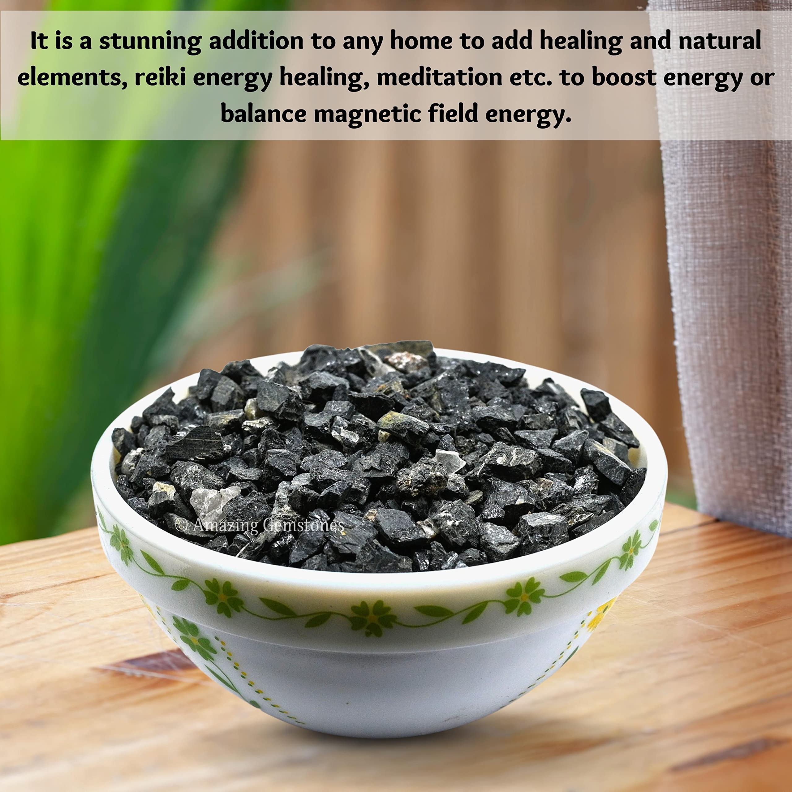 Black Tourmaline Crystal Chips Aquarium Gravel Rocks - Black Tourmaline Chips Bulk Fish Tank Gravel, Small Tumbled Stone Chips a