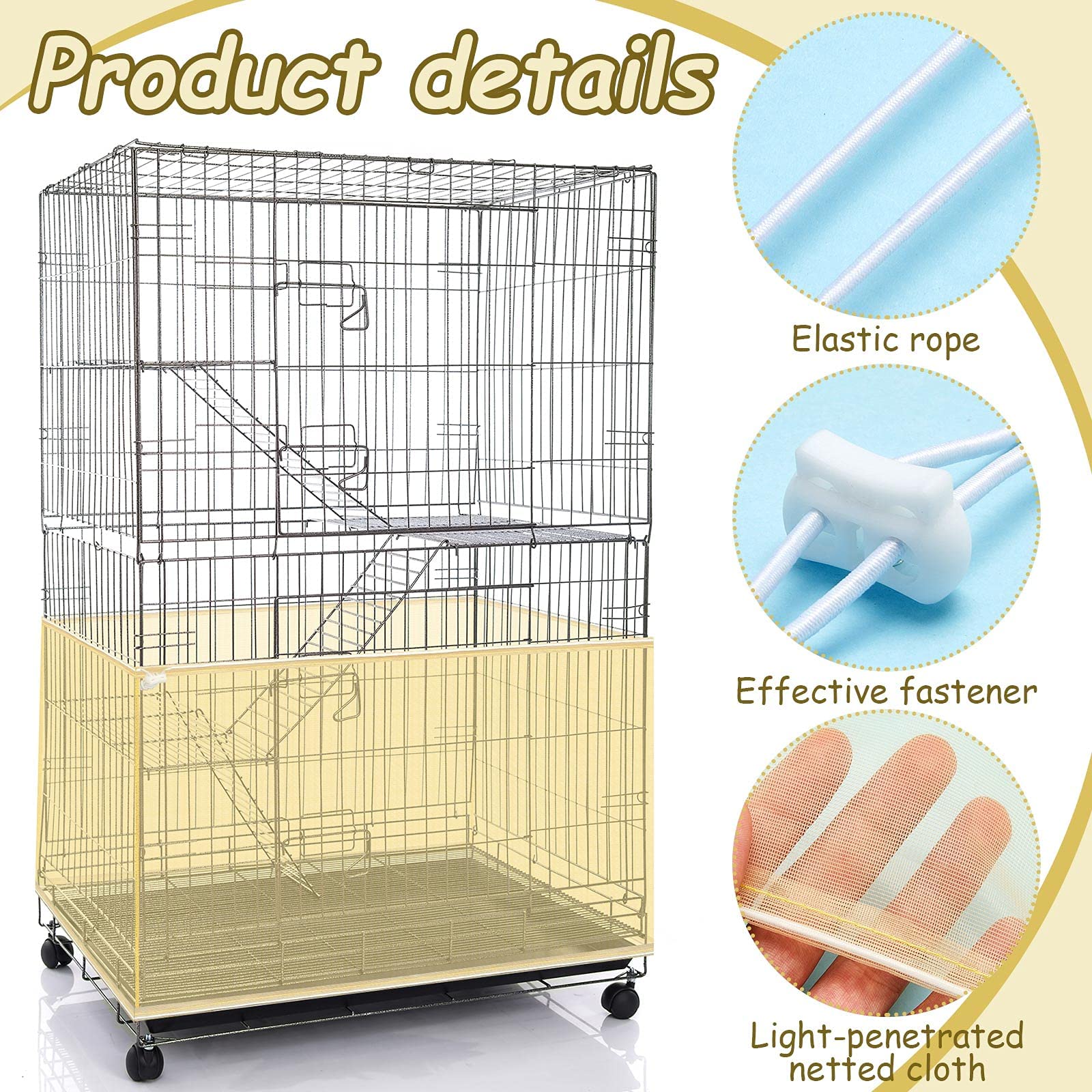 Shappy Large Bird Cage Seed Catcher,Bird Cage Cover Net Skirt Guard,Adjustable Soft Airy Mesh Net for Parrot Parakeet Macaw(118