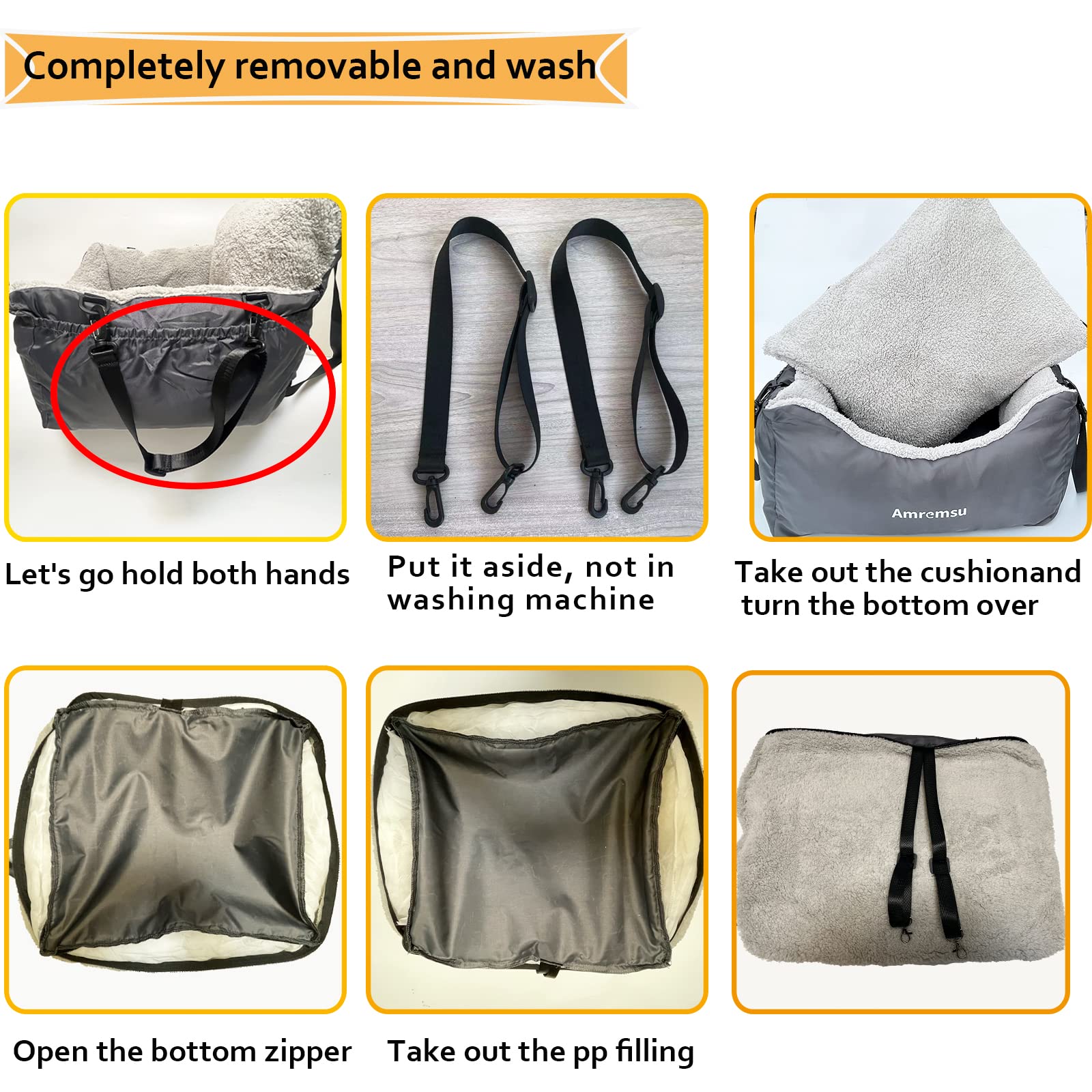 Small Dogs Car Seat Under 25,Fully Detachable And Washable Ultra Soft Car Travel Bed, With Clip-On,Two Portable Handle And Storage Pockets Puppy Dog Booster Seats,Portable Dog Car Travel Carrier Bed…