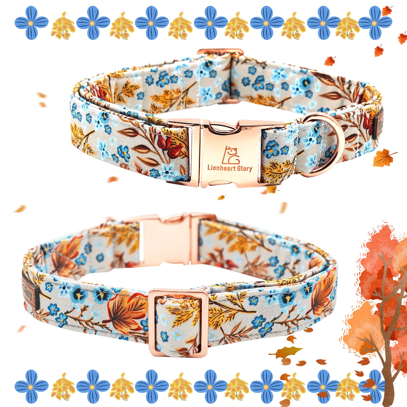 Lionheart Premium Dog Collar - Heavy Duty Adjustable Maple Leaf Collar For Medium Dogs