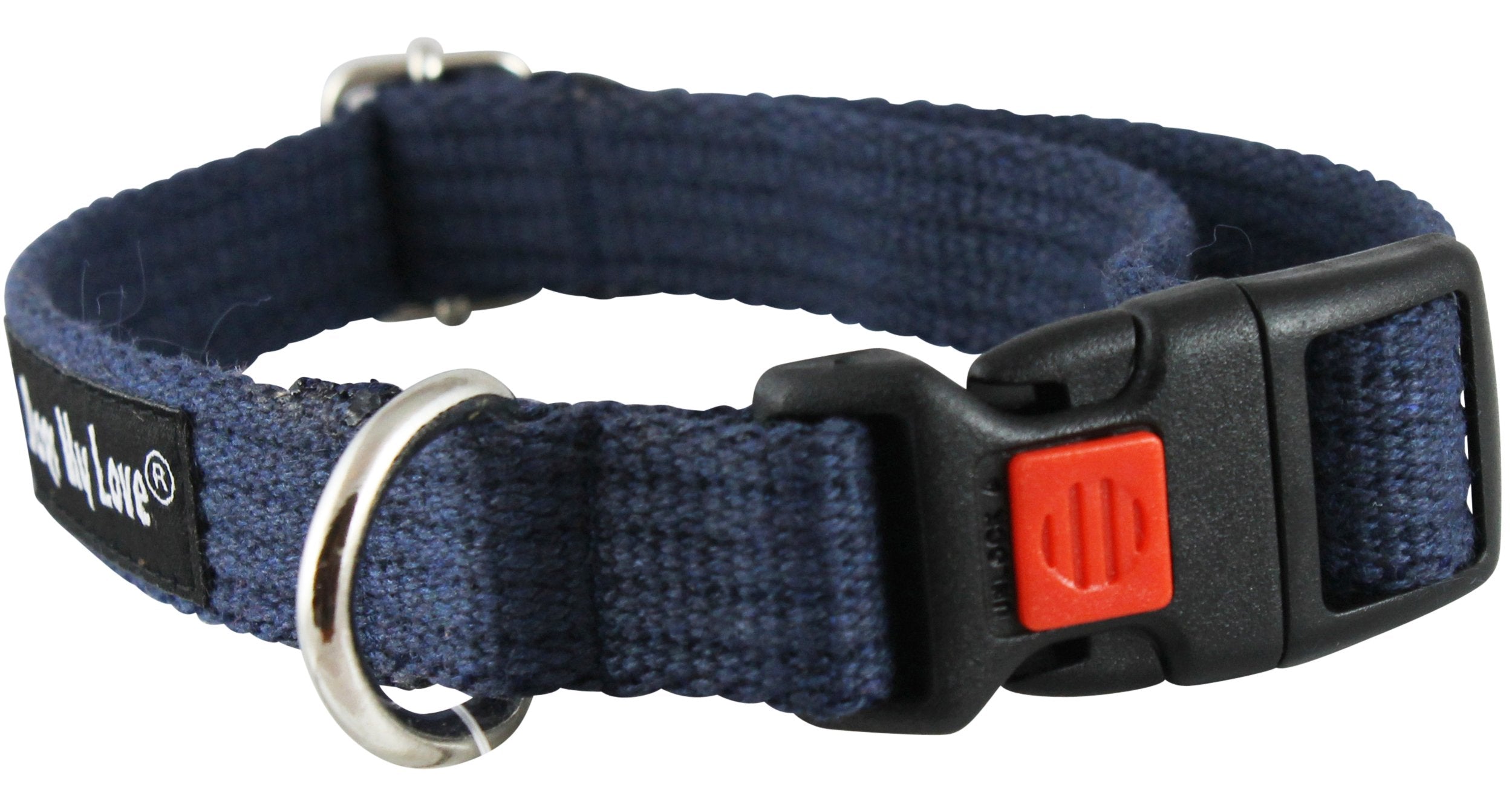 Cotton Web Adjustable Dog Collar With Locking Device 4 Sizes Blue (Medium: Neck: 14'-19'; Width: 3/4')