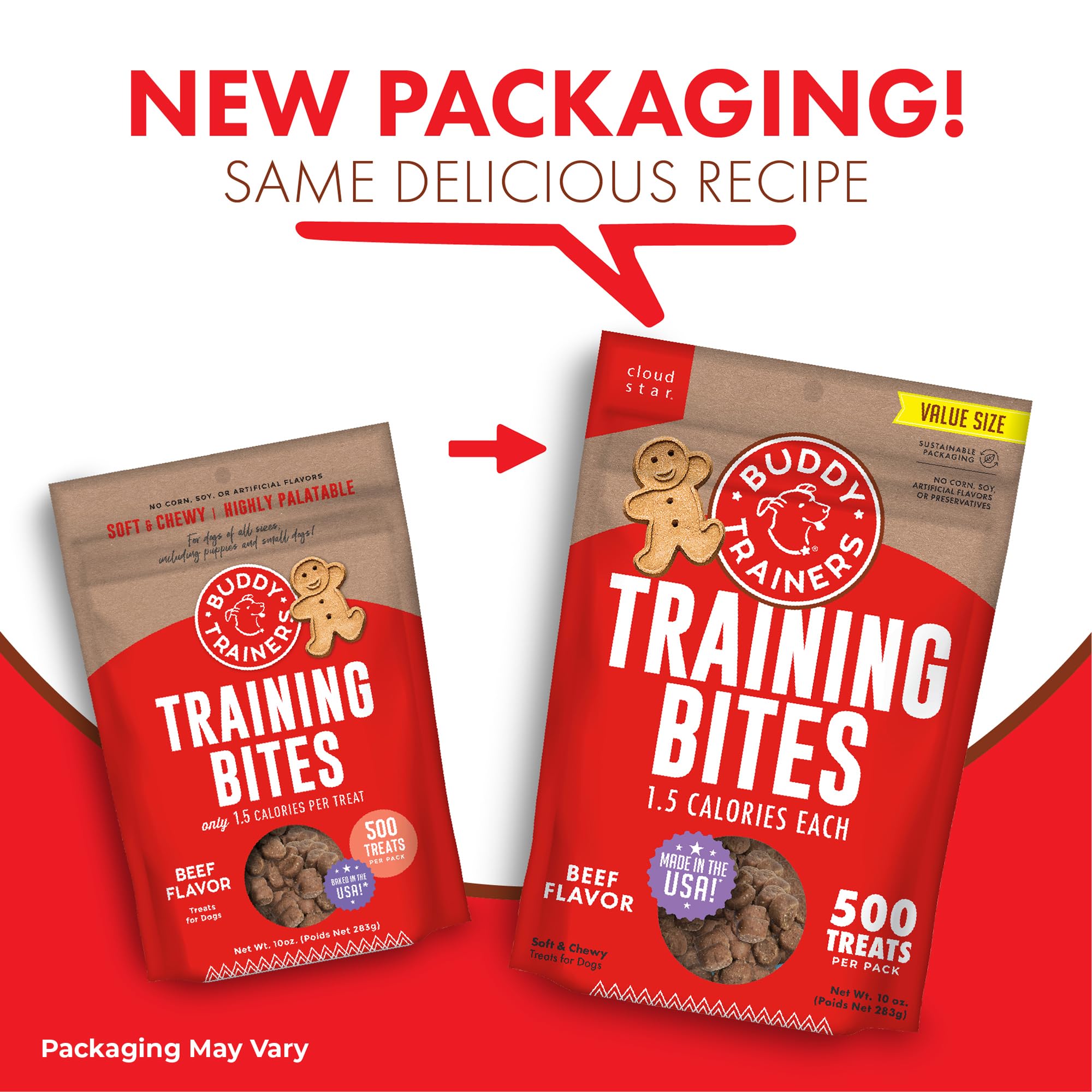 Buddy Biscuits Trainers Training Bites Soft & Chewy Dog Treats, Beef, 10 oz. Pouch
