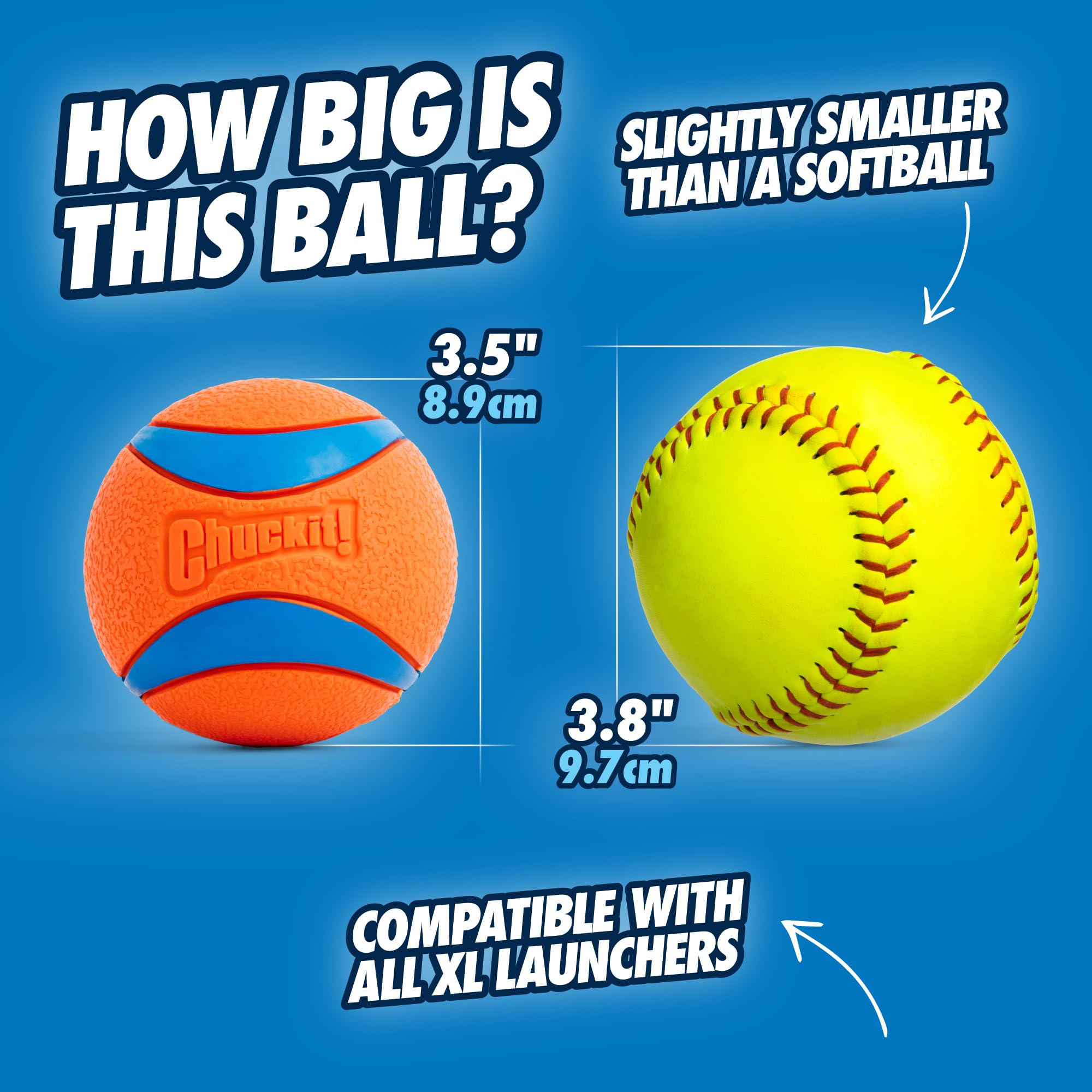 Chuckit! Ultra Ball & Launcher Bundle - Sport 18 with 2 Pack Medium (2.5) Bouncy Fetch Balls for Dogs 20-60 lbs, Dog Fetch Ball