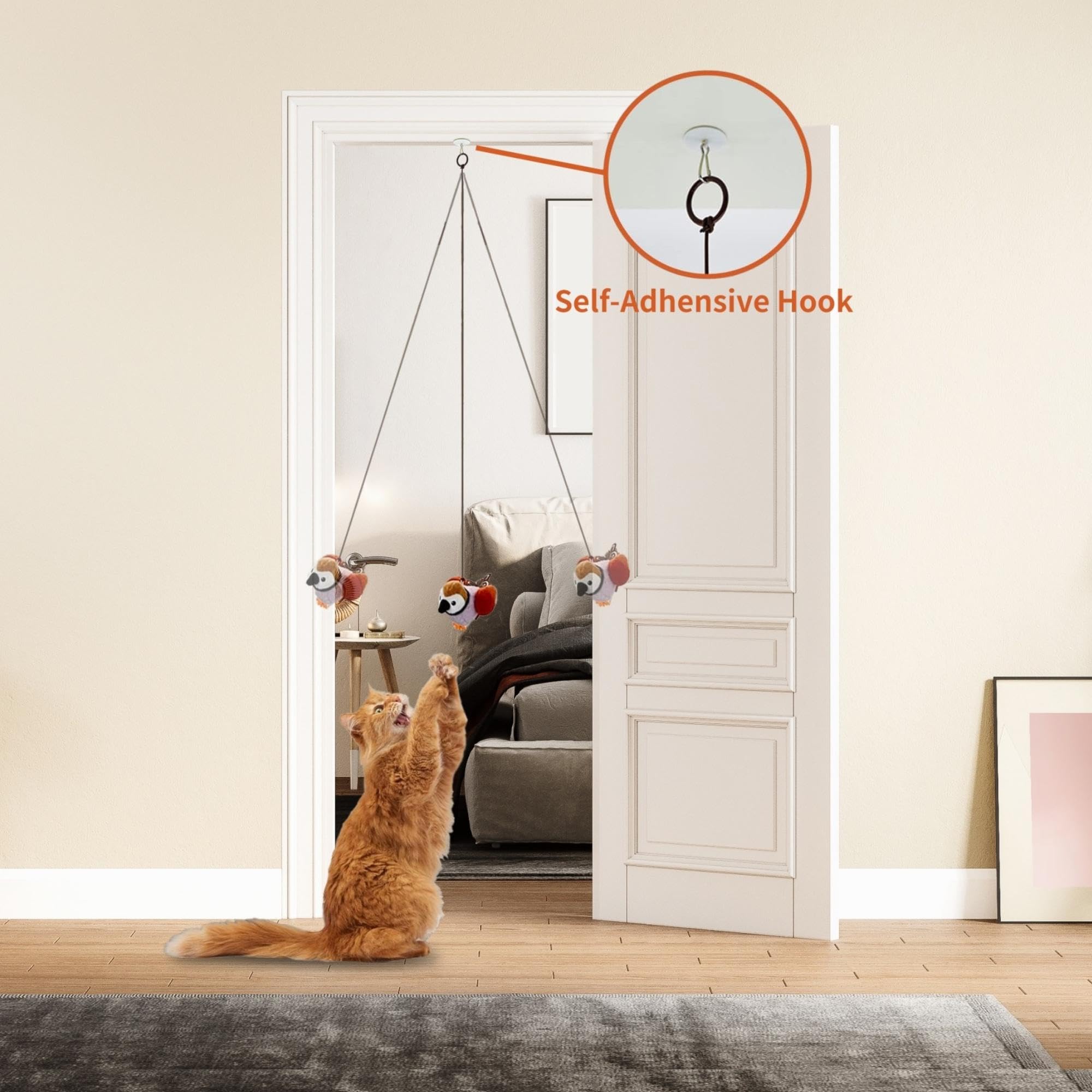 Petfuture Cat Toys For Indoor Cats,Interactive Chirping Bird Cat Toys With Catnip & Feather, Kitten Toys, Diy Cat Wand Toys Hang