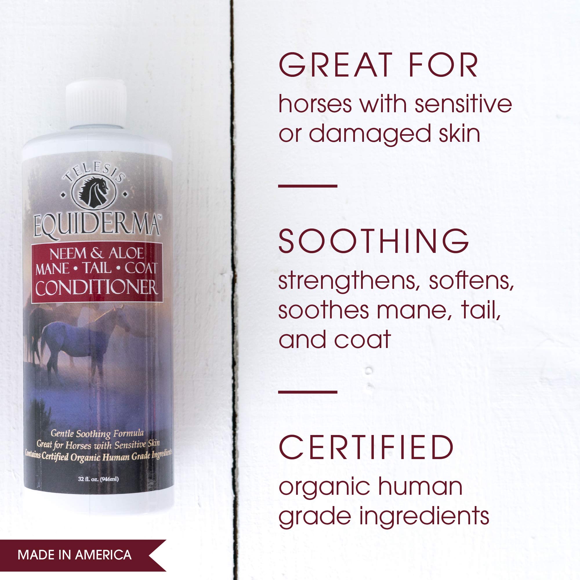 Equiderma Neem And Aloe Coat Conditioner, 32 Ounces Per Bottle, For Horses