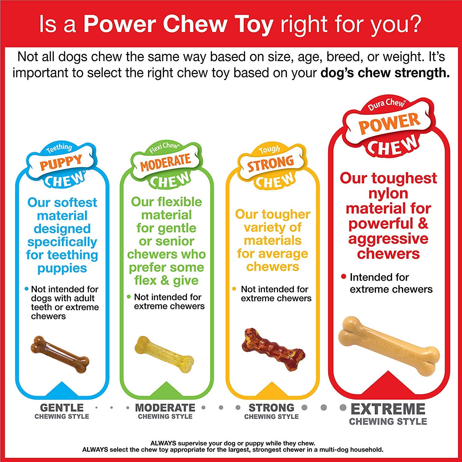 Nylabone 3 Pack Of Power Chew Wishbone Chew Dog Toys, Regular, Bison Flavor