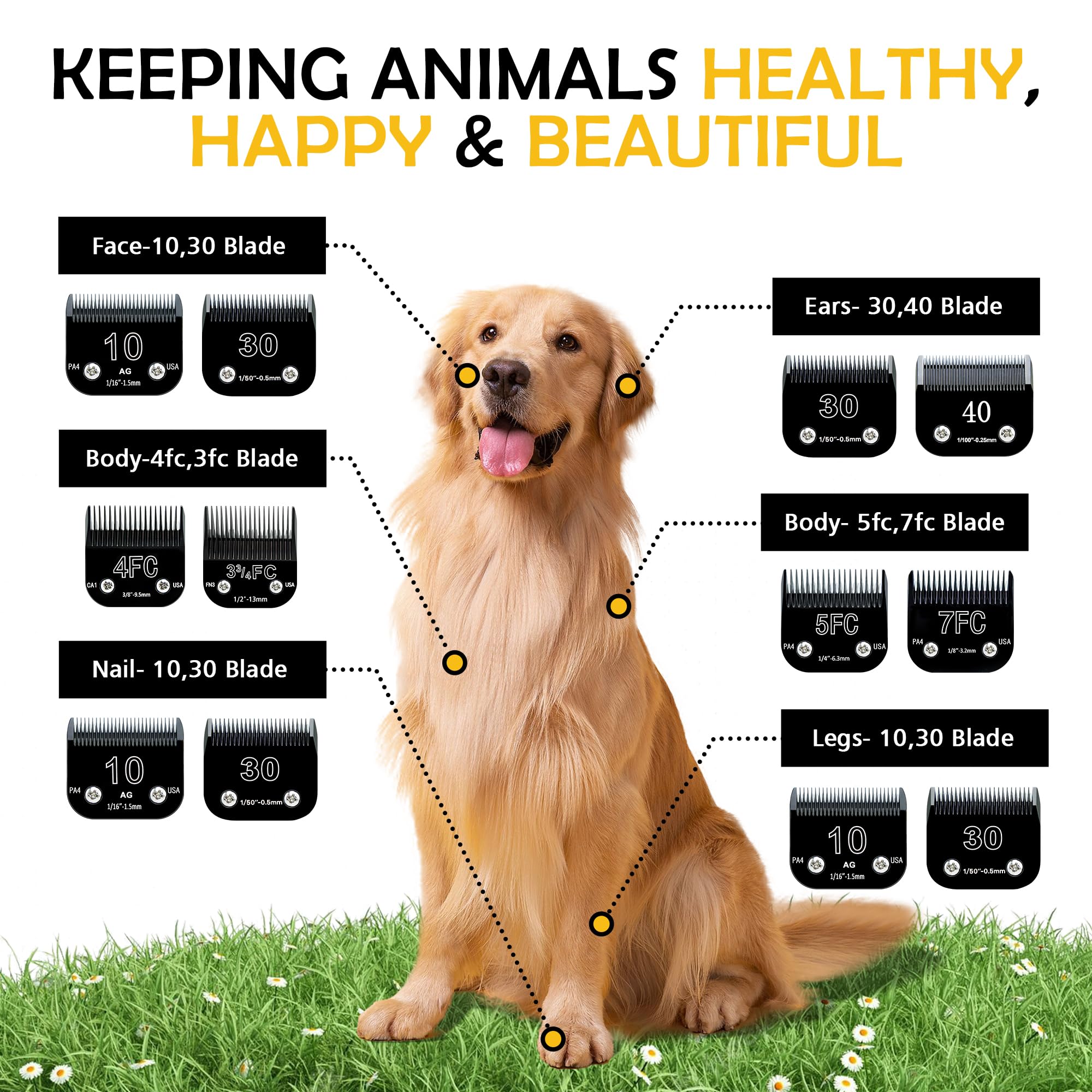 Ownlifeyf 10# Dog Grooming Clipper Replacement Blades, Detachable Blade Compatible With Andis/Wahl/Oster Pet Clippers,10 Blade 1