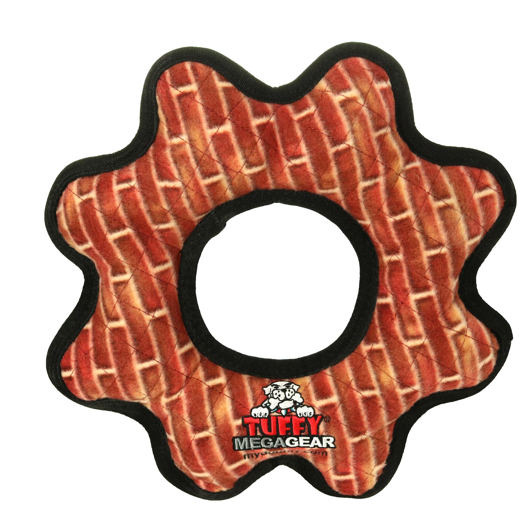 Tuffy  WorldS Tuffest Soft Dog Toy  Mega Gear Ring Brick  Squeakers  Multiple Layers. Made Durable, Strong & Tough. Intera