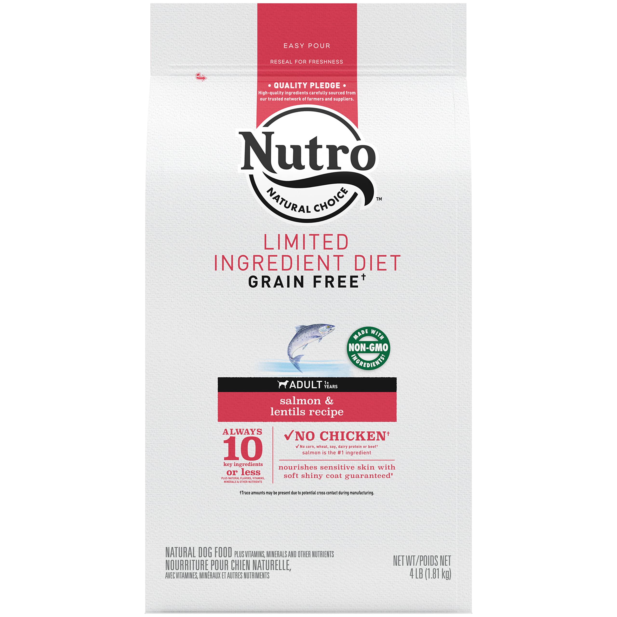 Nutro Limited Ingredient Diet Dry Dog Food, Salmon & Lentils Recipe, 4 lbs.