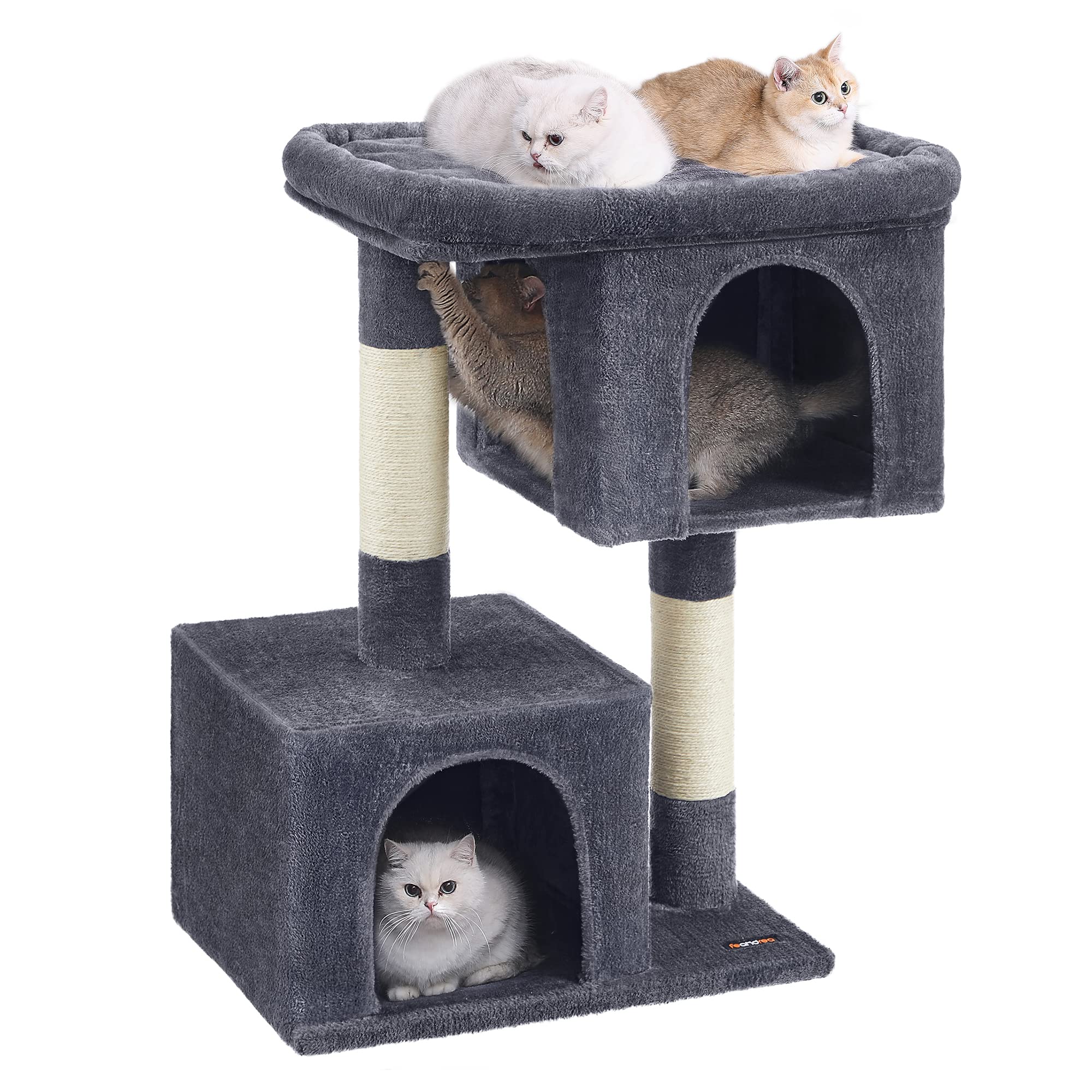 Feandrea Cat Tree, 39.8-Inch Cat Tower, Xl, Cat Condo For Extra Large Cats Up To 44 Lb, Large Cat Perch, 2 Cat Caves, Scratching