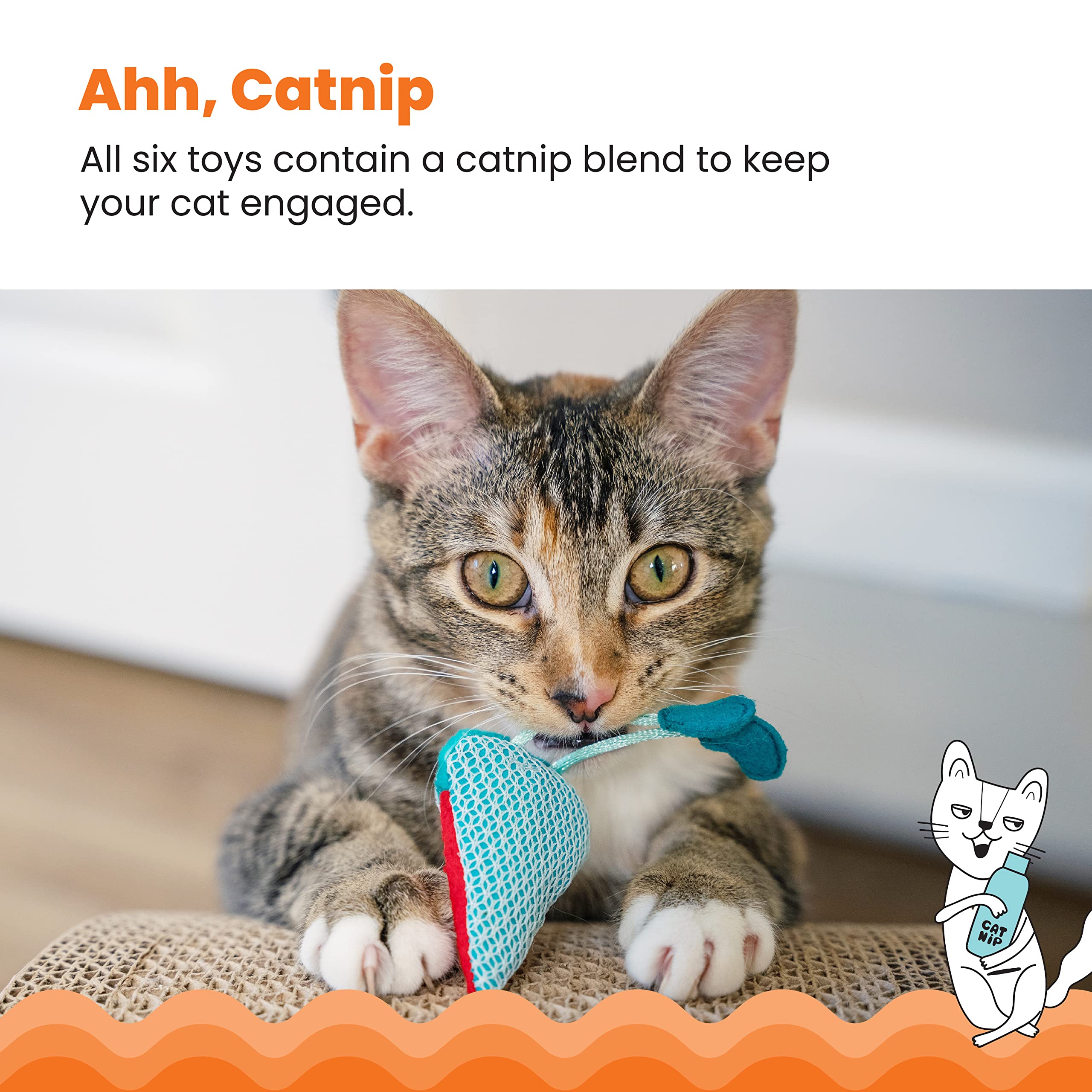 Catstages Garden Fur-Ends Plush Catnip Cat Toys - 6 Pack