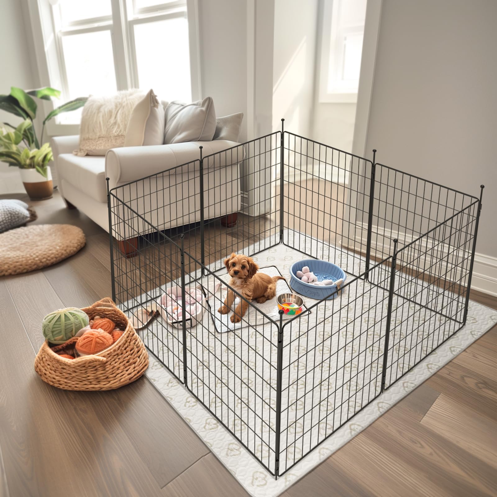 Fxw Minipaws Dog Playpen For Yard & Rv Camping, Expandable 32-Inch 8 Panels For Small And Medium Dogs, Portable For Indoor And O