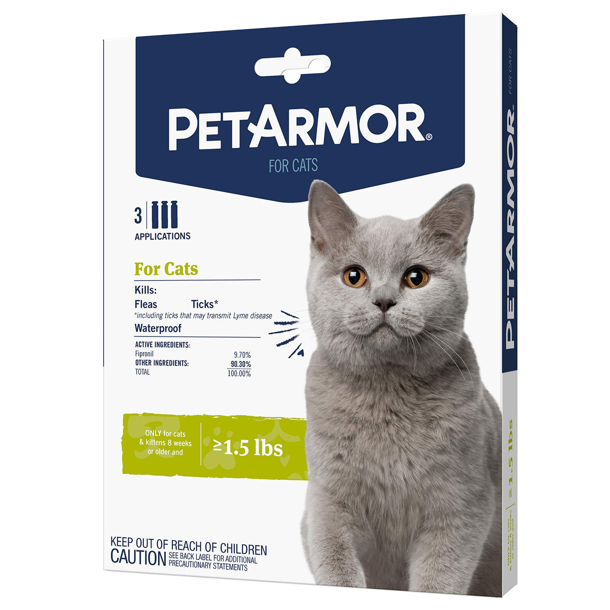Petarmor For Cats, Flea & Tick Treatment For Cats (Over 1.5 Pounds), Includes 3 Month Supply Of Topical Flea Treatments
