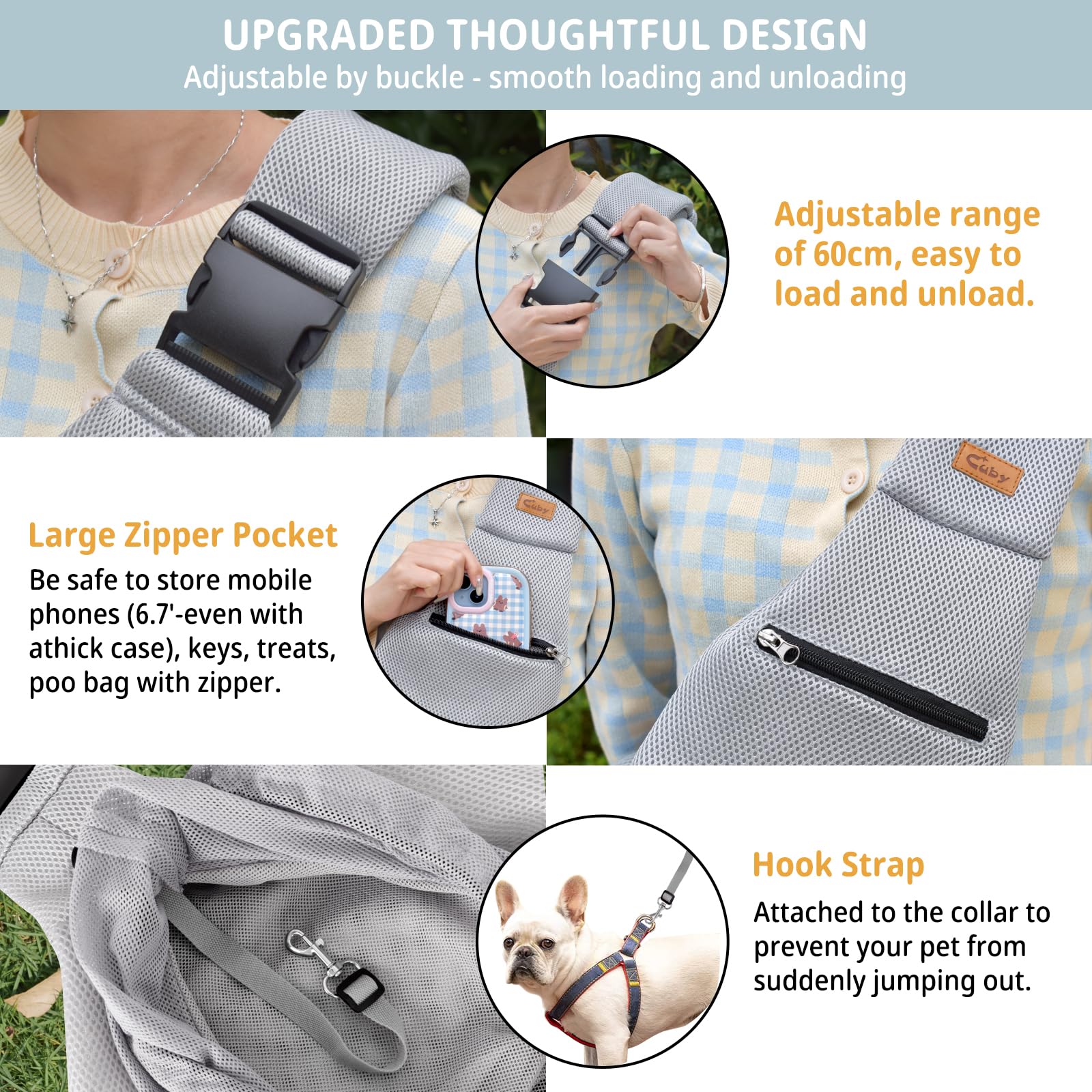 Cuby Dog And Cat Sling Carrier - Hands Free Breathable Mesh Small Dog Sling Carrier-Soft Pouch And Tote Design-Suitable For Pupp