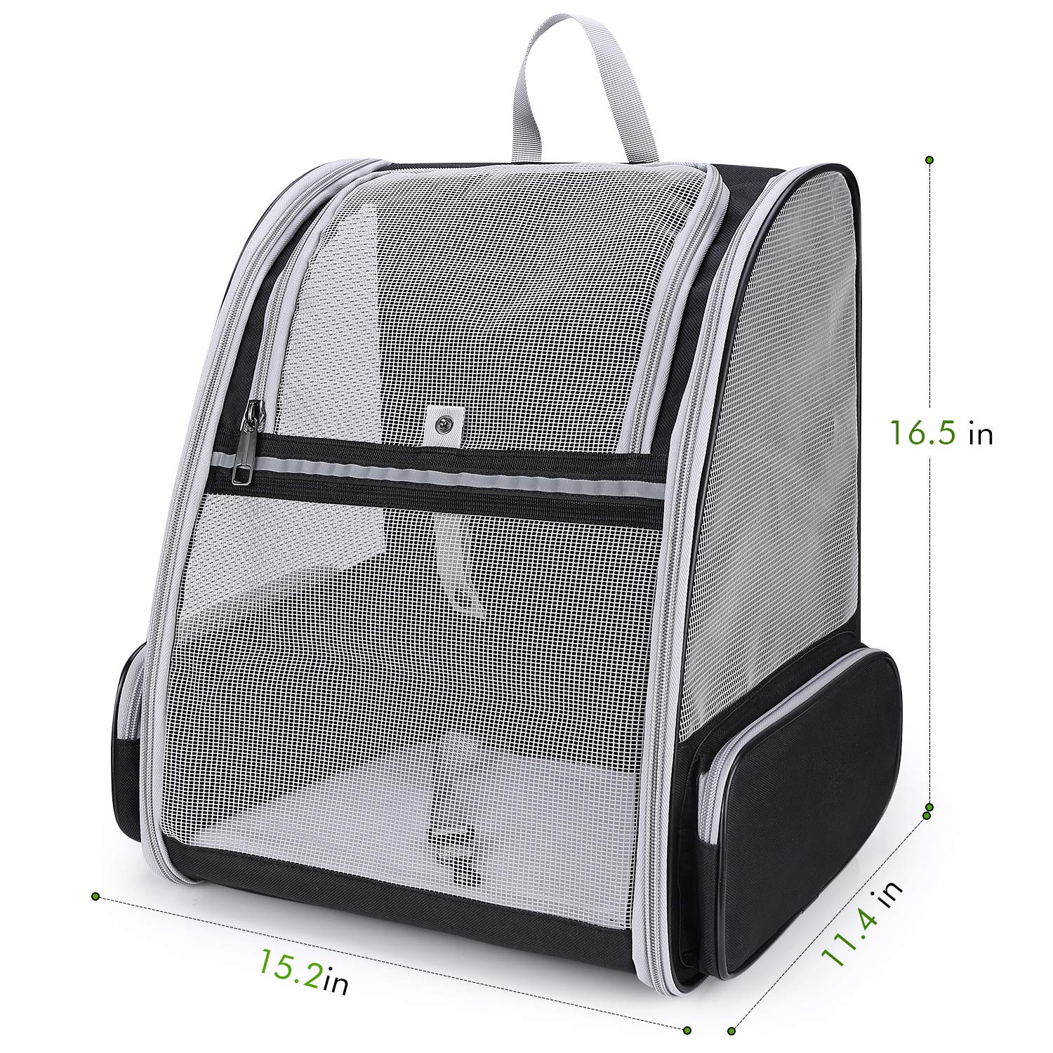 LOLLIMEOW Pet Carrier Backpack for Dogs & Cats, Airline Approved, Mesh Green, 15.2” x 11.4” x 16.5”, Fully Ventilated, Model