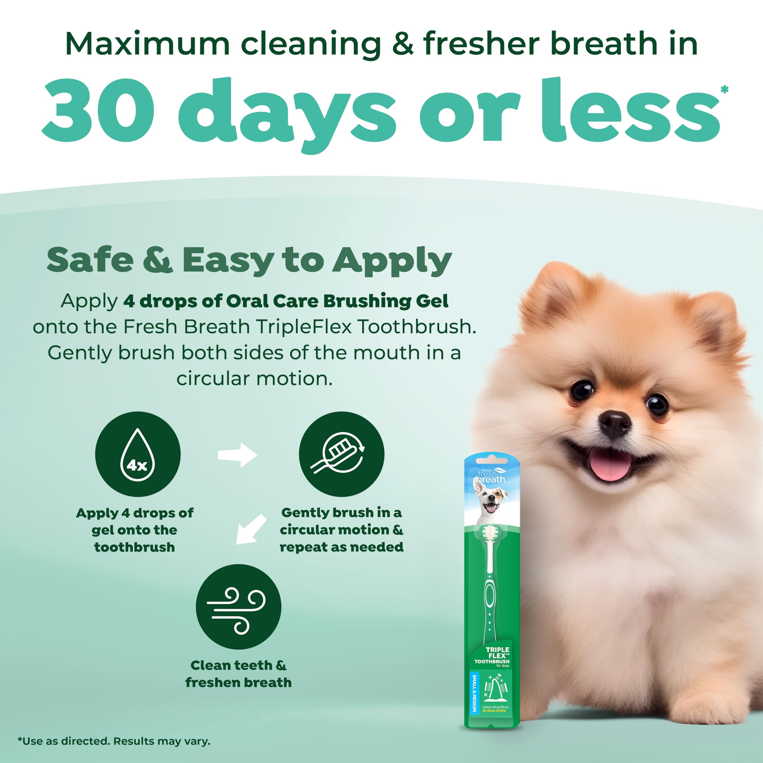 TropiClean Fresh Breath TripleFlex Toothbrush for Small & Medium Dogs | 360-Degree Dog Dental Cleaning | Dog Toothbrush for Smal