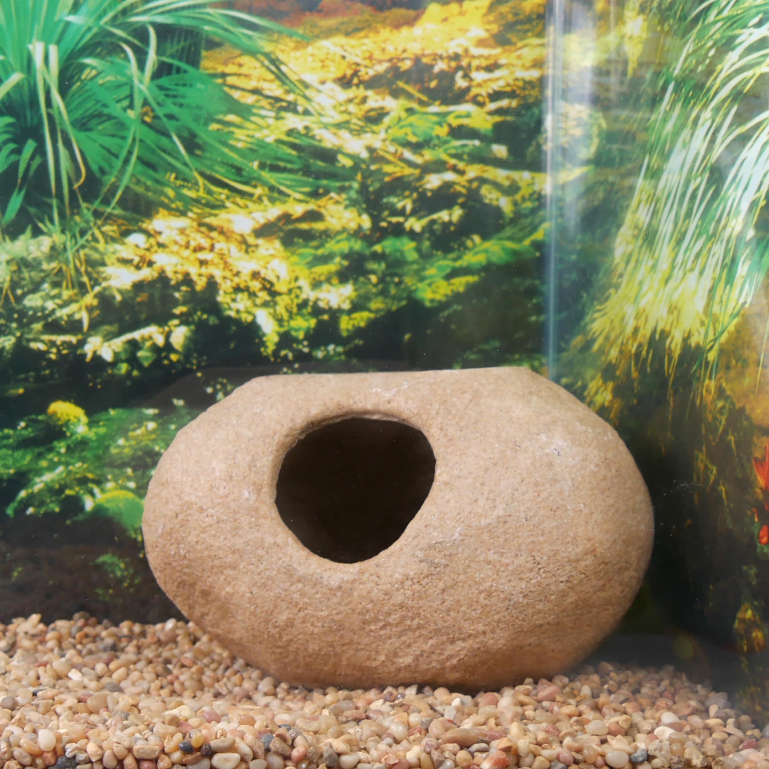 Penn-Plax Granite Stone Terrarium Decoration And Hideaway For Reptiles And Fish– Realistic Appearance And Texture – Large