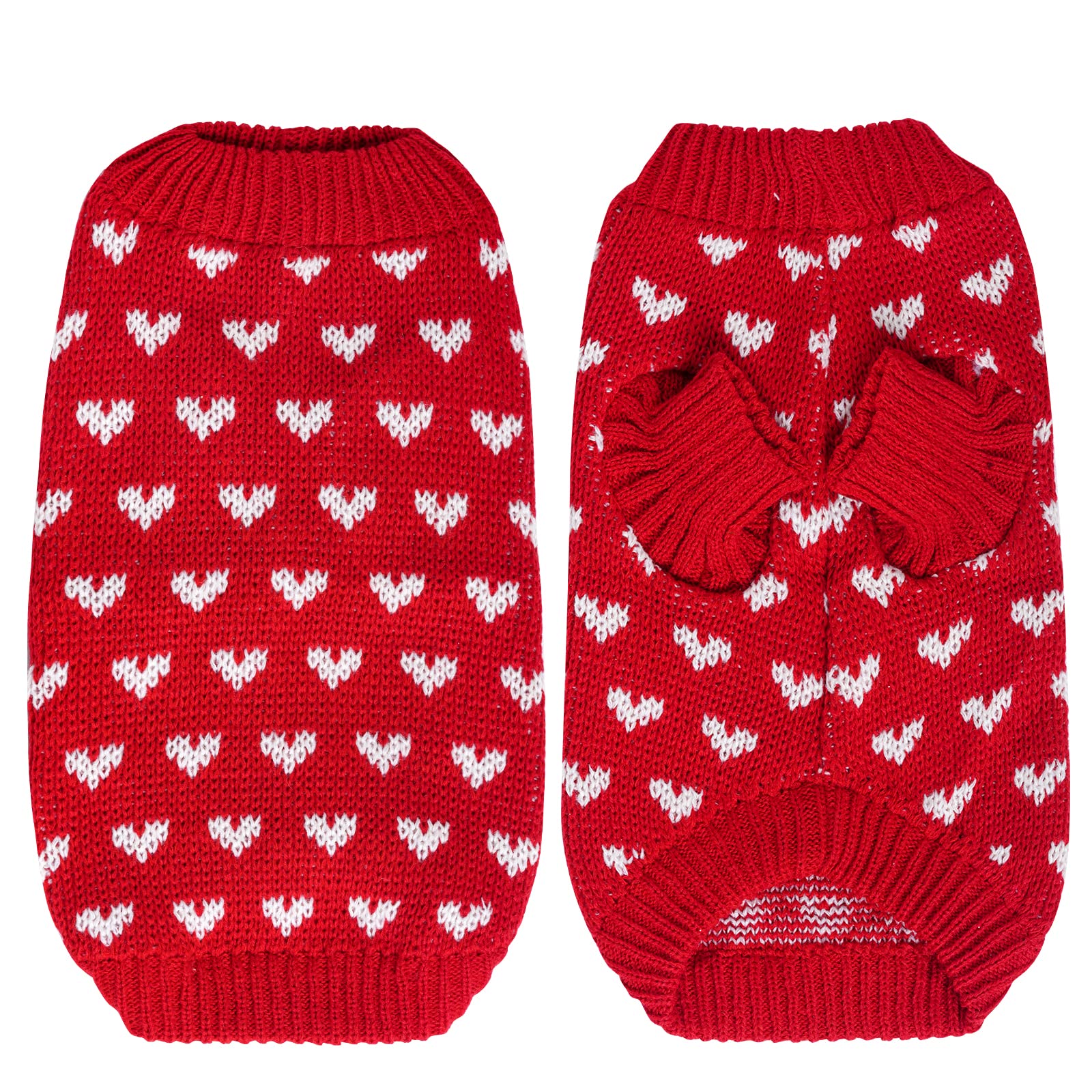 Dxhycc Dog Knitted Sweater Dog Heart Sweater Puppy Sweater Warm Soft Pet Holiday Clothes For Medium Cats And Dogs (Red, M)
