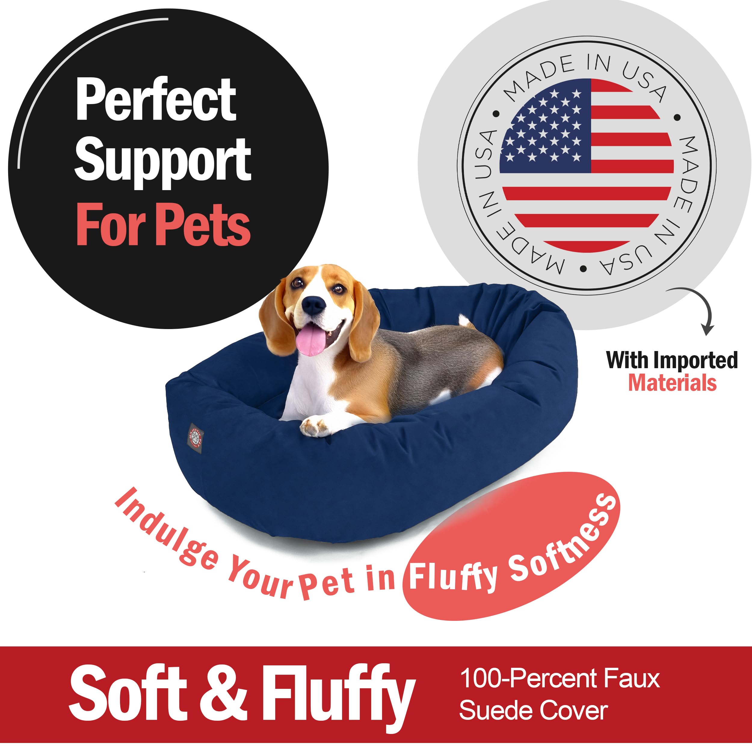 Majestic Pet 32 Inch Suede Shredded Memory Foam Mix Calming Medium Dog Bed Washable 32 x 23 x 7 - Cozy Soft Round Donut Dog Bed