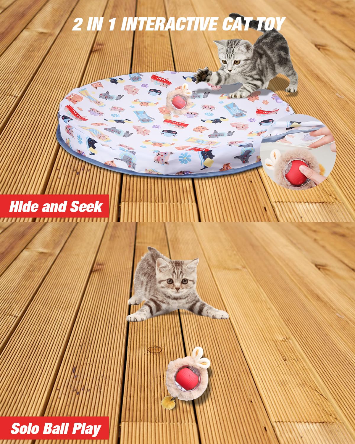 Bdor Interactive Cat Toys Ball, Automatic Hide And Seek Toy In Pouch, Motion Activated Ball For Indoor Cats, Cat Puzzle Toy, Thr