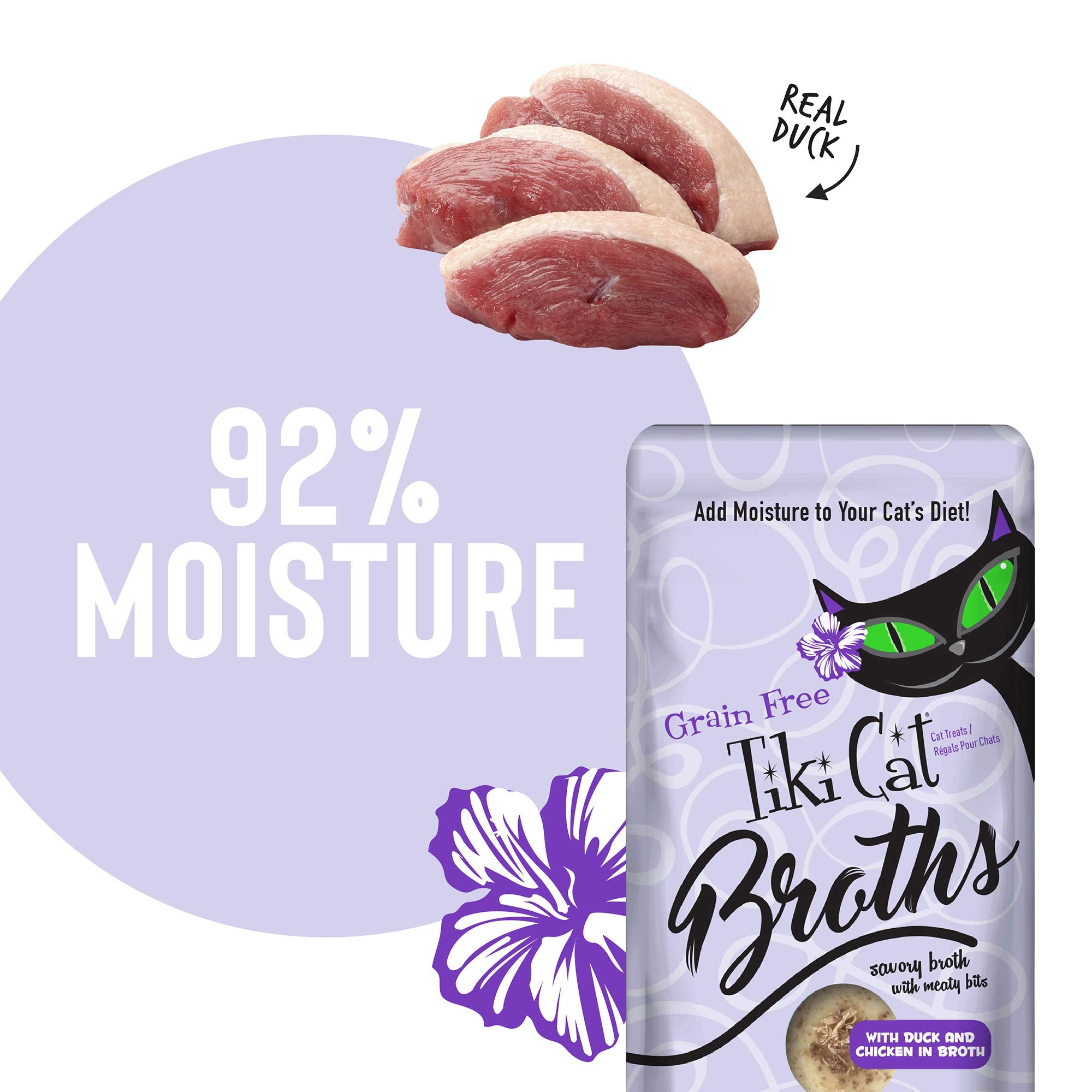 Tiki Cat Born Carnivore Broths, Duck & Chicken Recipe, Hydration and Flavor Supplement Cat Food Topper, 1.3 oz. Pouch (Pack of 1
