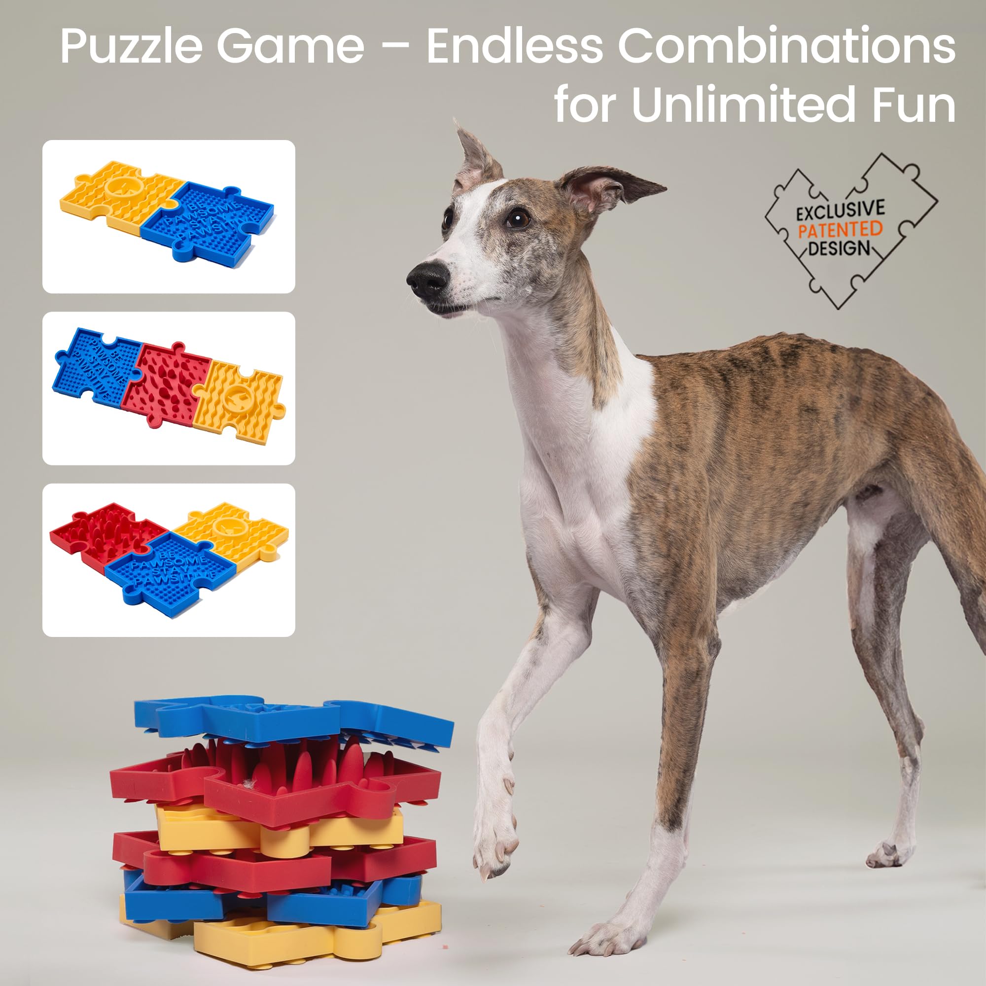 HowGo Puzzle Slow Feeder Lick Mat for Dogs, 38+ Suction Cups|Non-Slip Heavy Duty Maze Enrichment Bowl BPA-Free Silicone|Reduce B