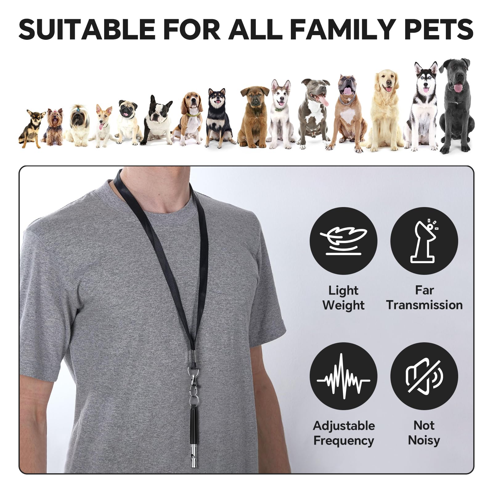 Dizu Dog Whistle, Dog Training Whistle With Lanyard, 2 Pcs Adjustable Ultrasonic Silent Dog Recall Whistles, Professional Dog Wh