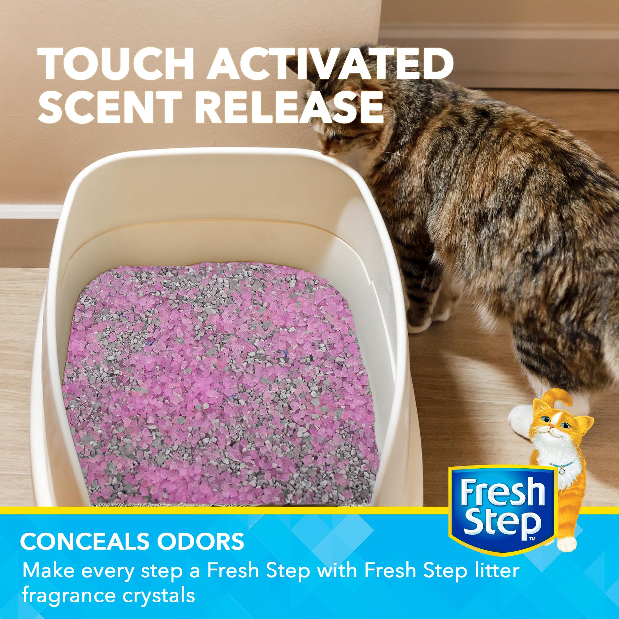 Fresh Step Cat Litter Crystals in Sweet Blossom Scent - Cat Litter Box Deodorizer - Combats Odors and Neutralizes Smells to Keep