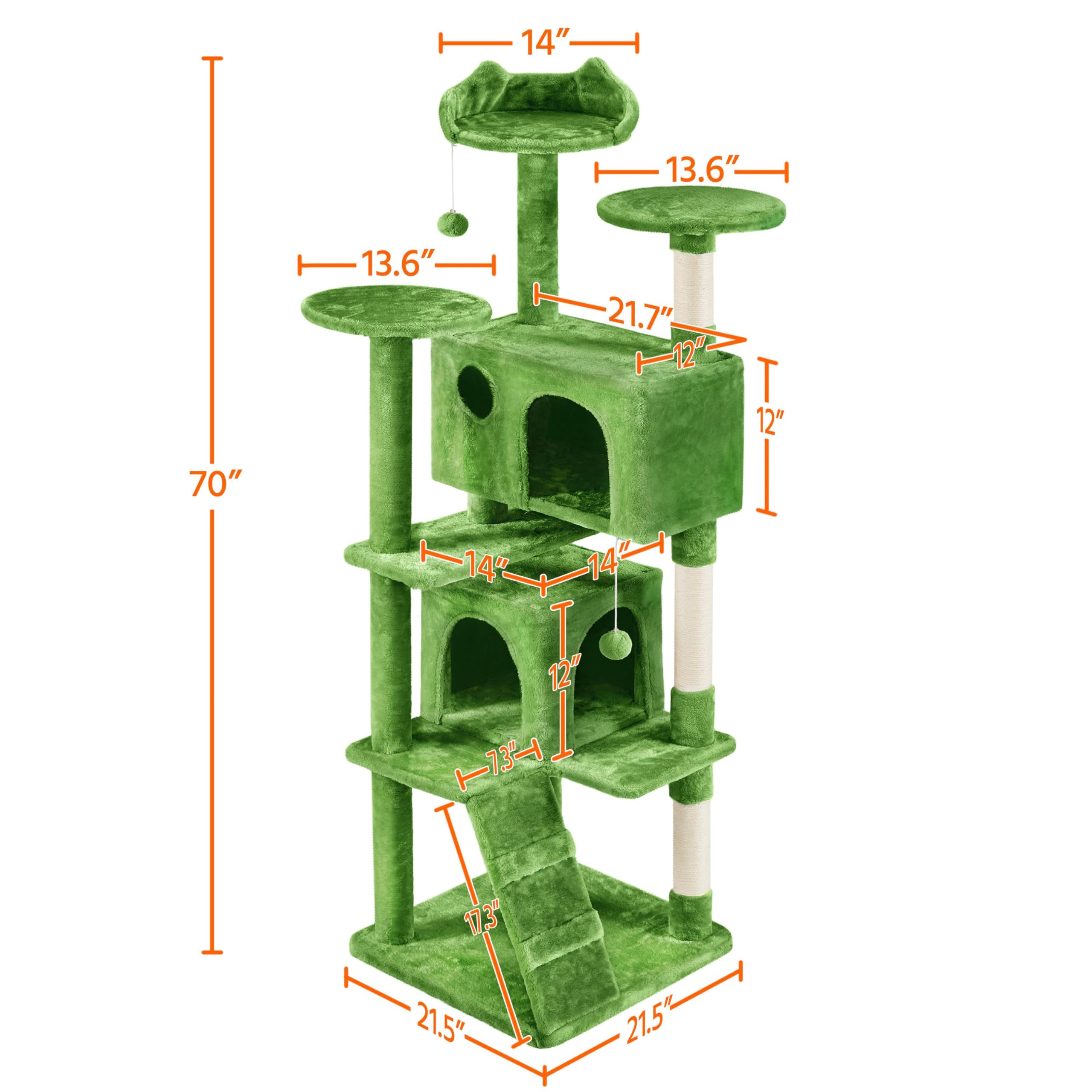 Yaheetech 70In Multi-Level Cat Tree Tall Cat Tower Cat Furniture With Condo, Scratching Posts & Dangling Ball For Indoor Cats Ac