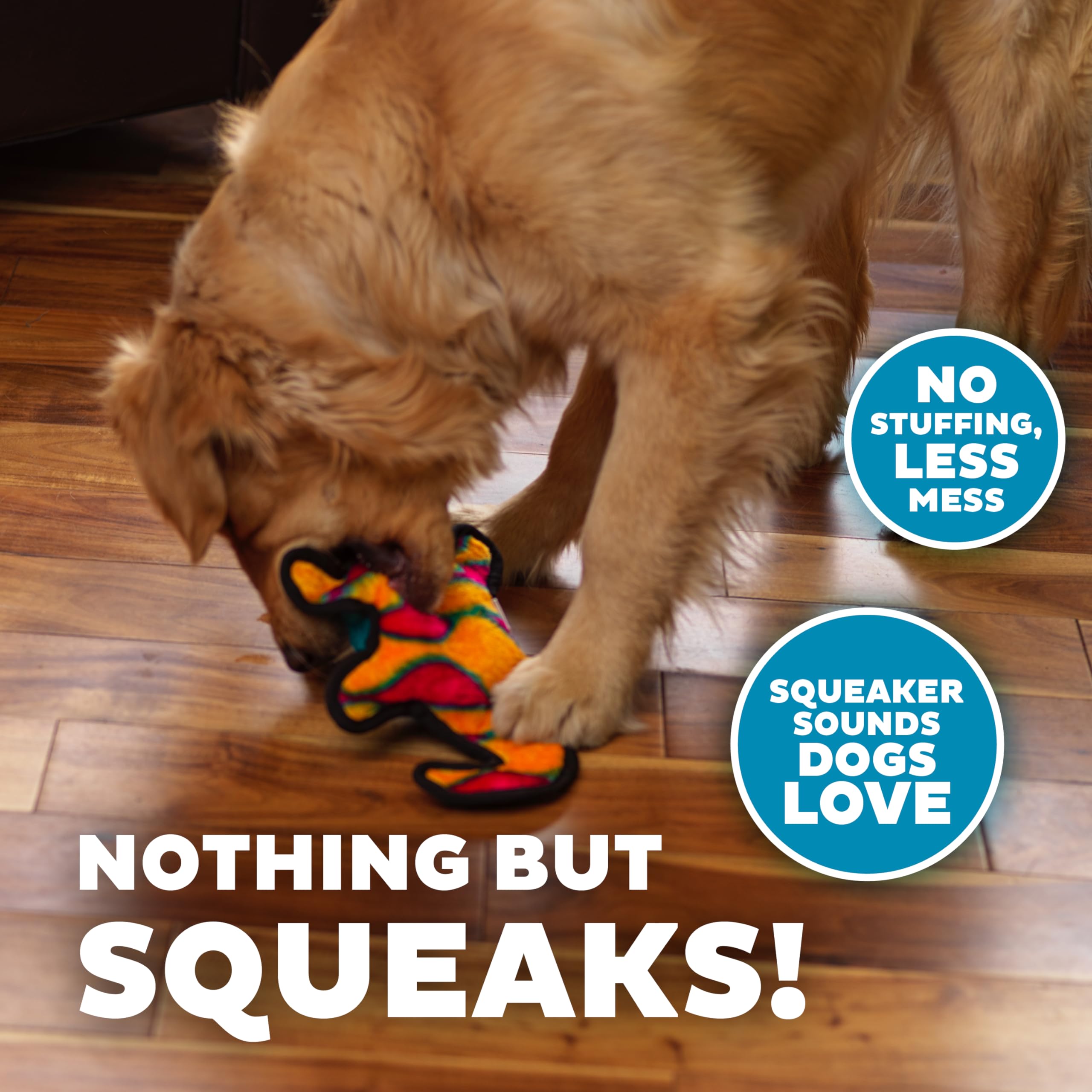 Outward Hound Invincibles Orange Gecko Plush Dog Toy, Medium