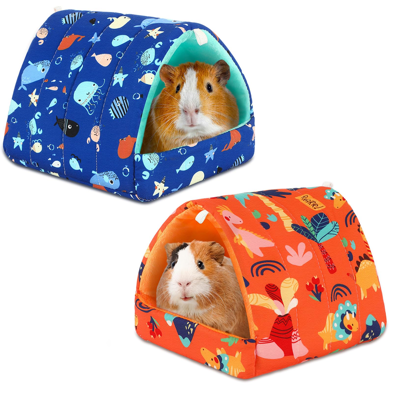 Upins 2Pcs Guinea Pig Hideout,Guinea Pig Bed Houses Washable Small Animal House Cage Accessories For Dwarf Rabbits Chinchillas H